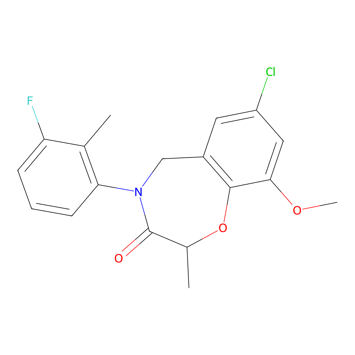 7-chloro-4-(3-fluoro-2-methylphenyl)-9-methoxy-2-methyl-4,5-dihydrobenzo[f][1,4]oxazepin-3(2H)-one molecular structure, CAS 2309630-53-1