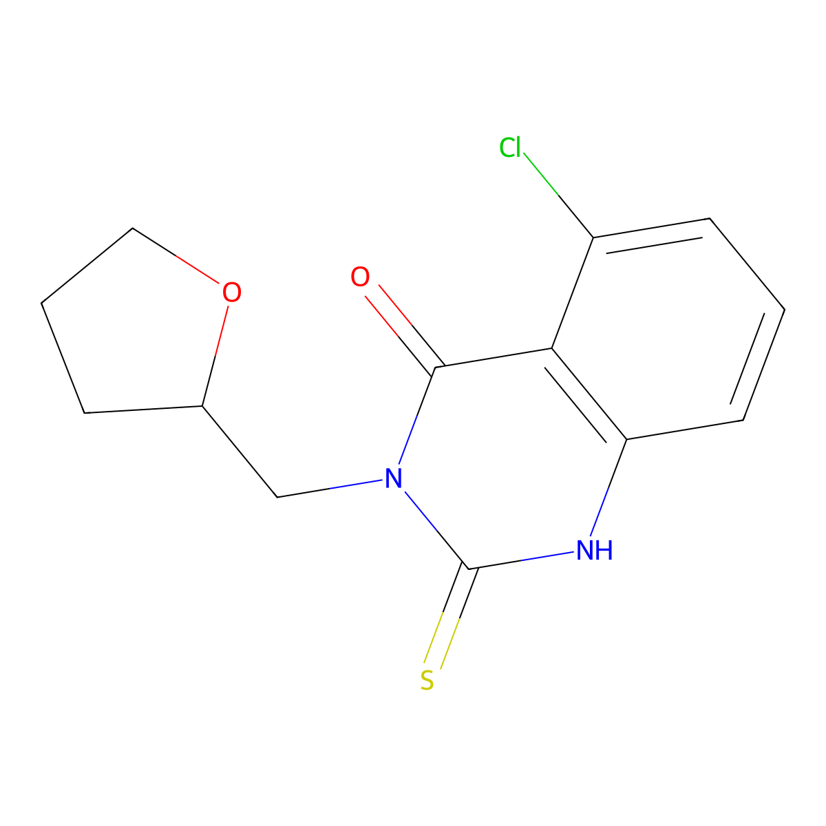 5-Chloro-3-(oxolan-2-ylmethyl)-2-sulfanylidene-1H-quinazolin-4-one molecular structure, CAS 2309630-87-1