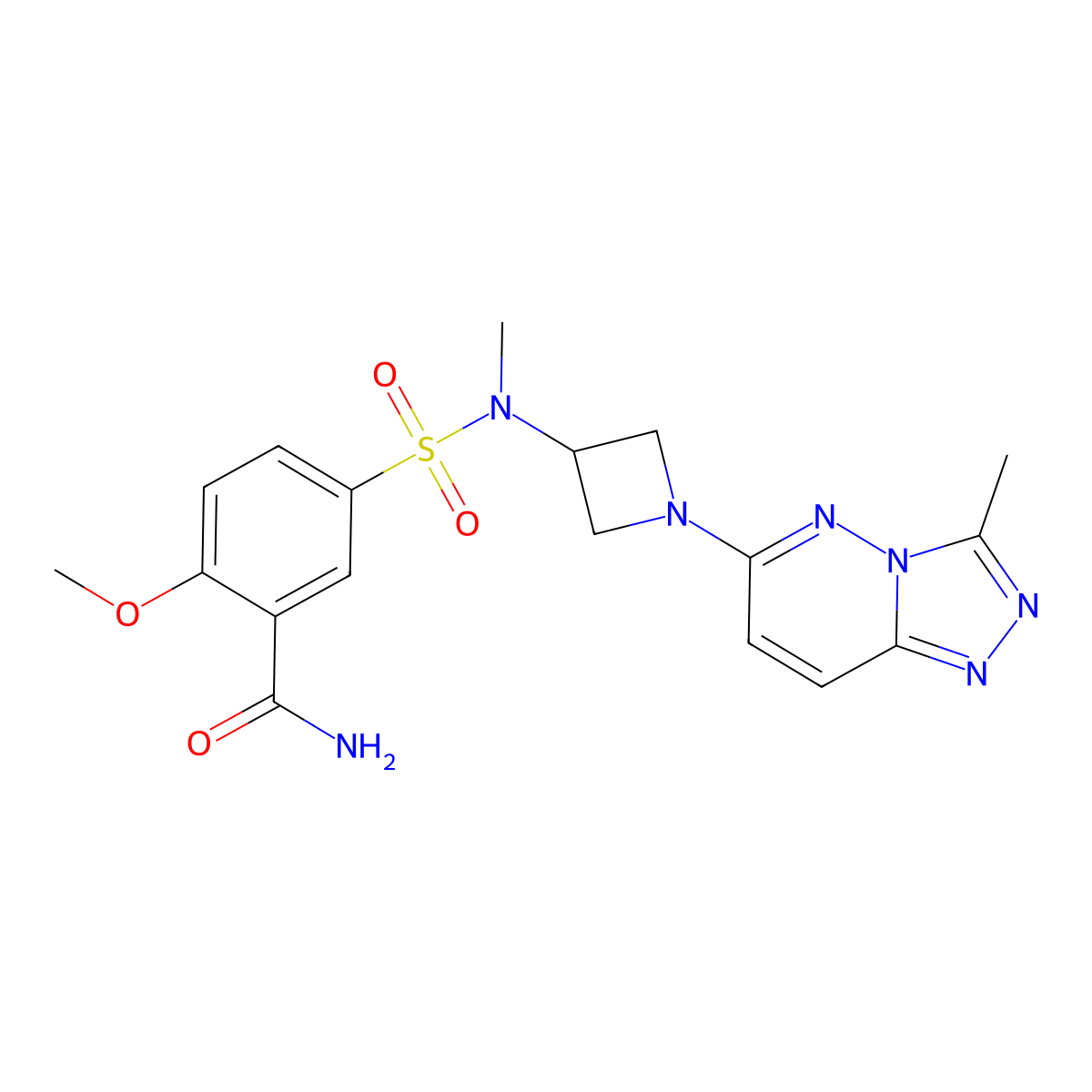 2-Methoxy-5-[methyl(1-{3-methyl-[1,2,4]triazolo[4,3-b]pyridazin-6-yl}azetidin-3-yl)sulfamoyl]benzamide molecular structure, CAS 2309630-94-0