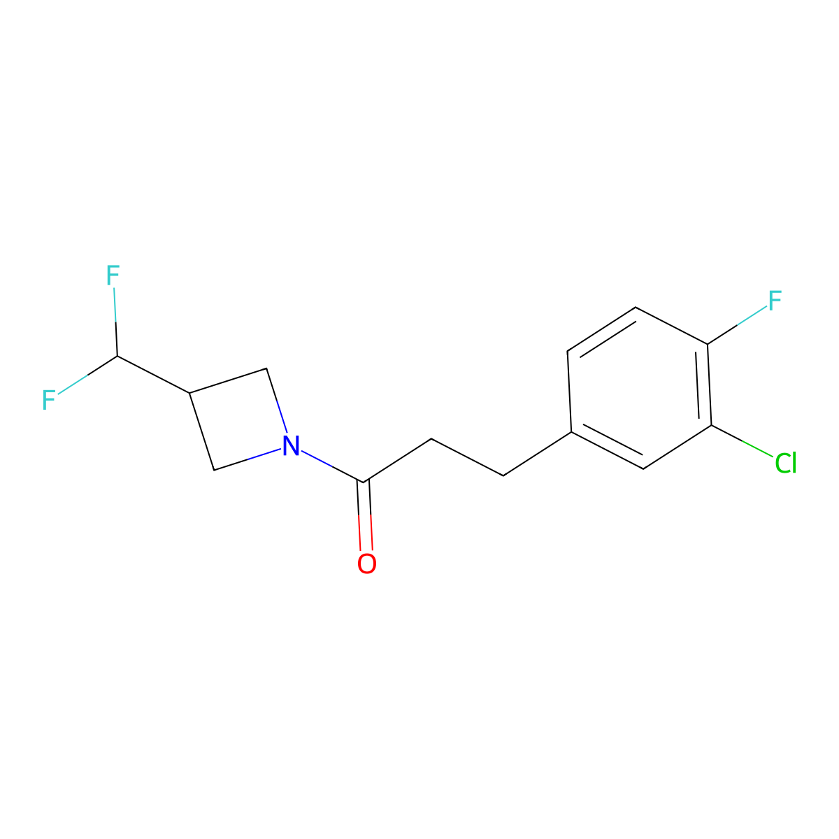 3-(3-Chloro-4-fluorophenyl)-1-[3-(difluoromethyl)azetidin-1-yl]propan-1-one molecular structure, CAS 2309705-81-3