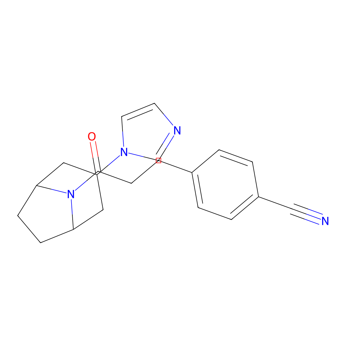 4-{3-[3-(1H-imidazol-1-yl)-8-azabicyclo[3.2.1]octan-8-yl]-3-oxopropyl}benzonitrile molecular structure, CAS 2309705-87-9