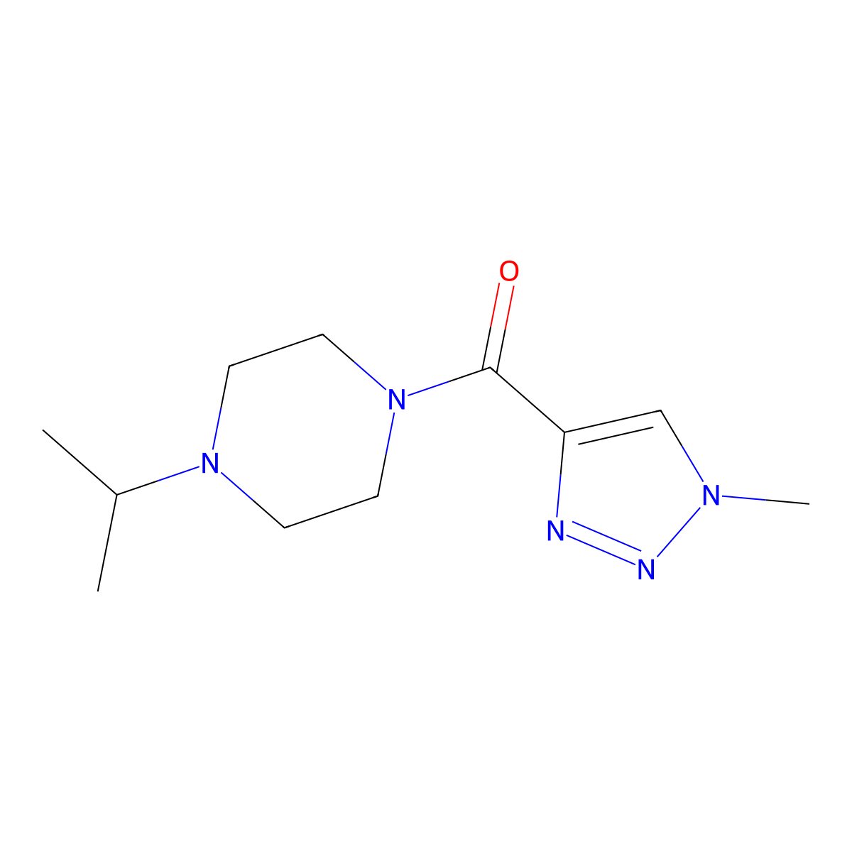 (4-isopropylpiperazin-1-yl)(1-methyl-1H-1,2,3-triazol-4-yl)methanone molecular structure, CAS 2309705-92-6