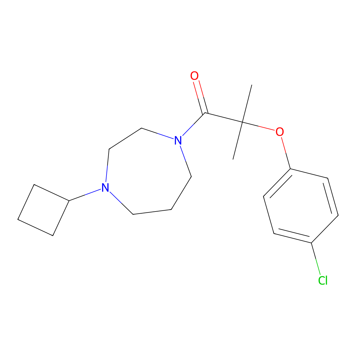 2-(4-Chlorophenoxy)-1-(4-cyclobutyl-1,4-diazepan-1-yl)-2-methylpropan-1-one molecular structure, CAS 2309705-93-7