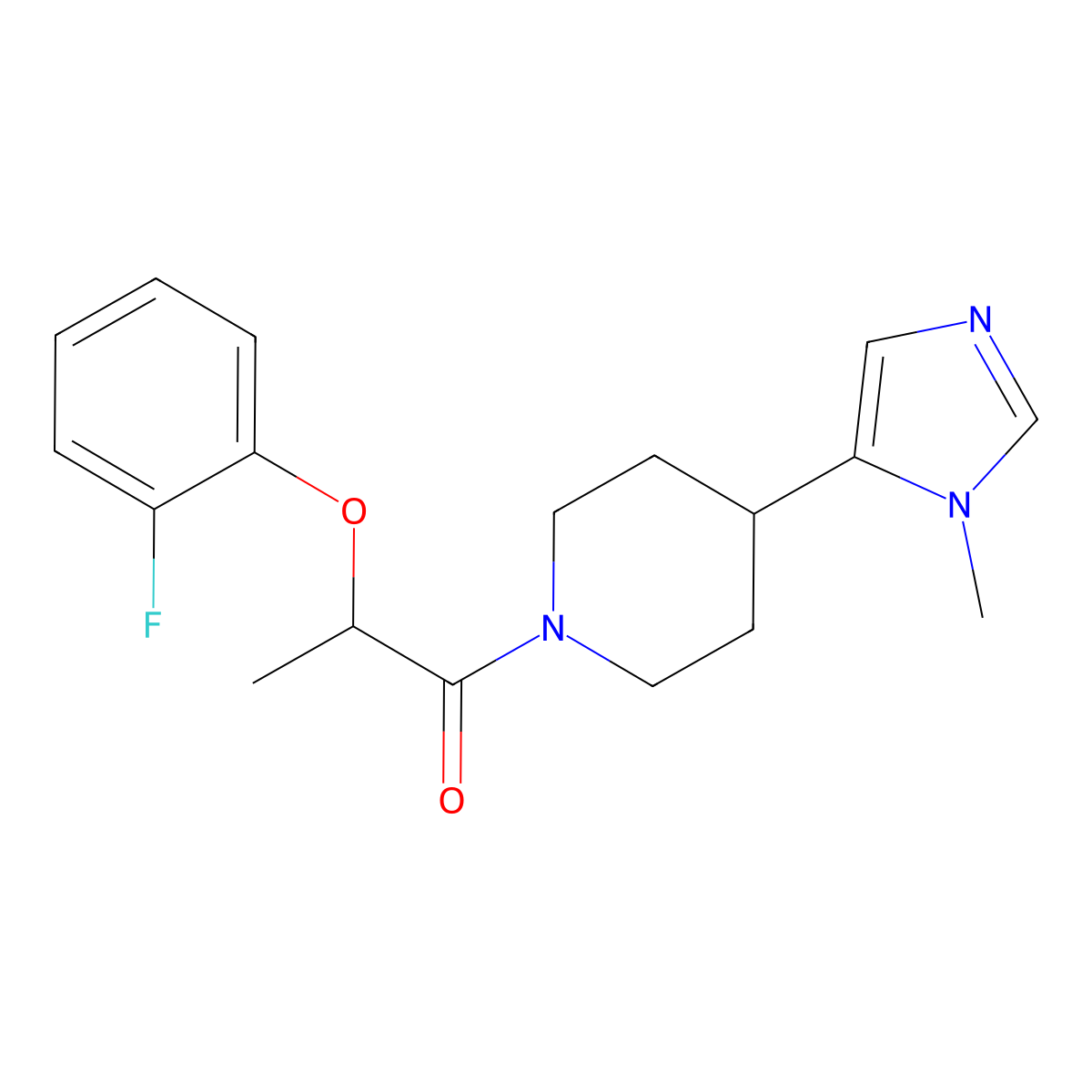 2-(2-fluorophenoxy)-1-[4-(1-methyl-1H-imidazol-5-yl)piperidin-1-yl]propan-1-one molecular structure, CAS 2309706-00-9