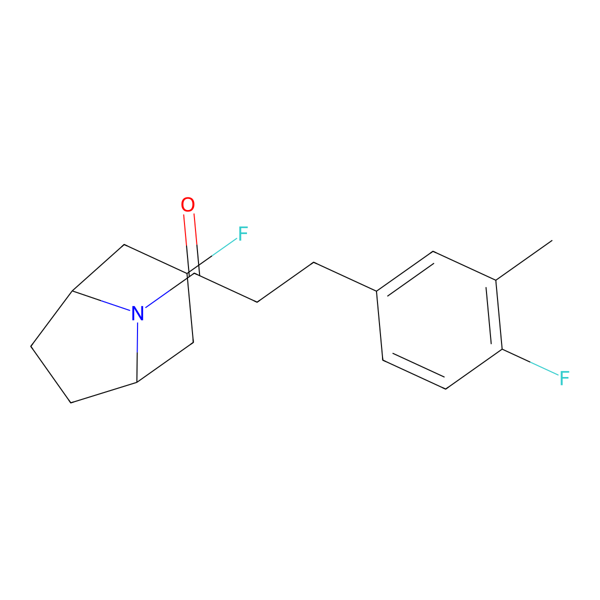 3-(4-Fluoro-3-methylphenyl)-1-{3-fluoro-8-azabicyclo[3.2.1]octan-8-yl}propan-1-one molecular structure, CAS 2309706-02-1