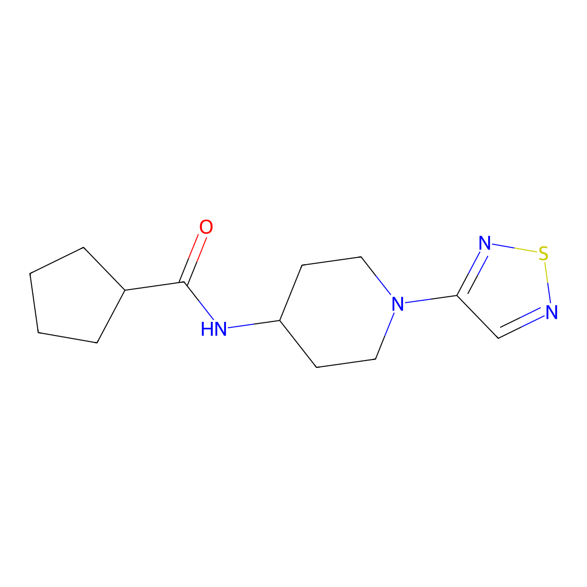 N-[1-(1,2,5-thiadiazol-3-yl)piperidin-4-yl]cyclopentanecarboxamide molecular structure, CAS 2309706-03-2