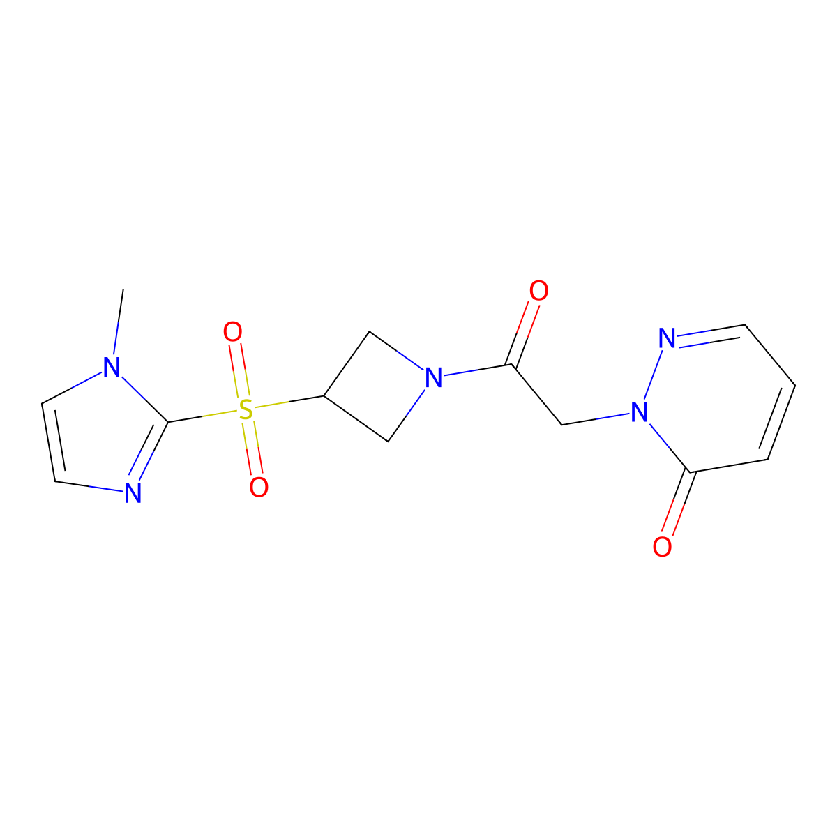 2-(2-(3-((1-methyl-1H-imidazol-2-yl)sulfonyl)azetidin-1-yl)-2-oxoethyl)pyridazin-3(2H)-one molecular structure, CAS 2309706-22-5