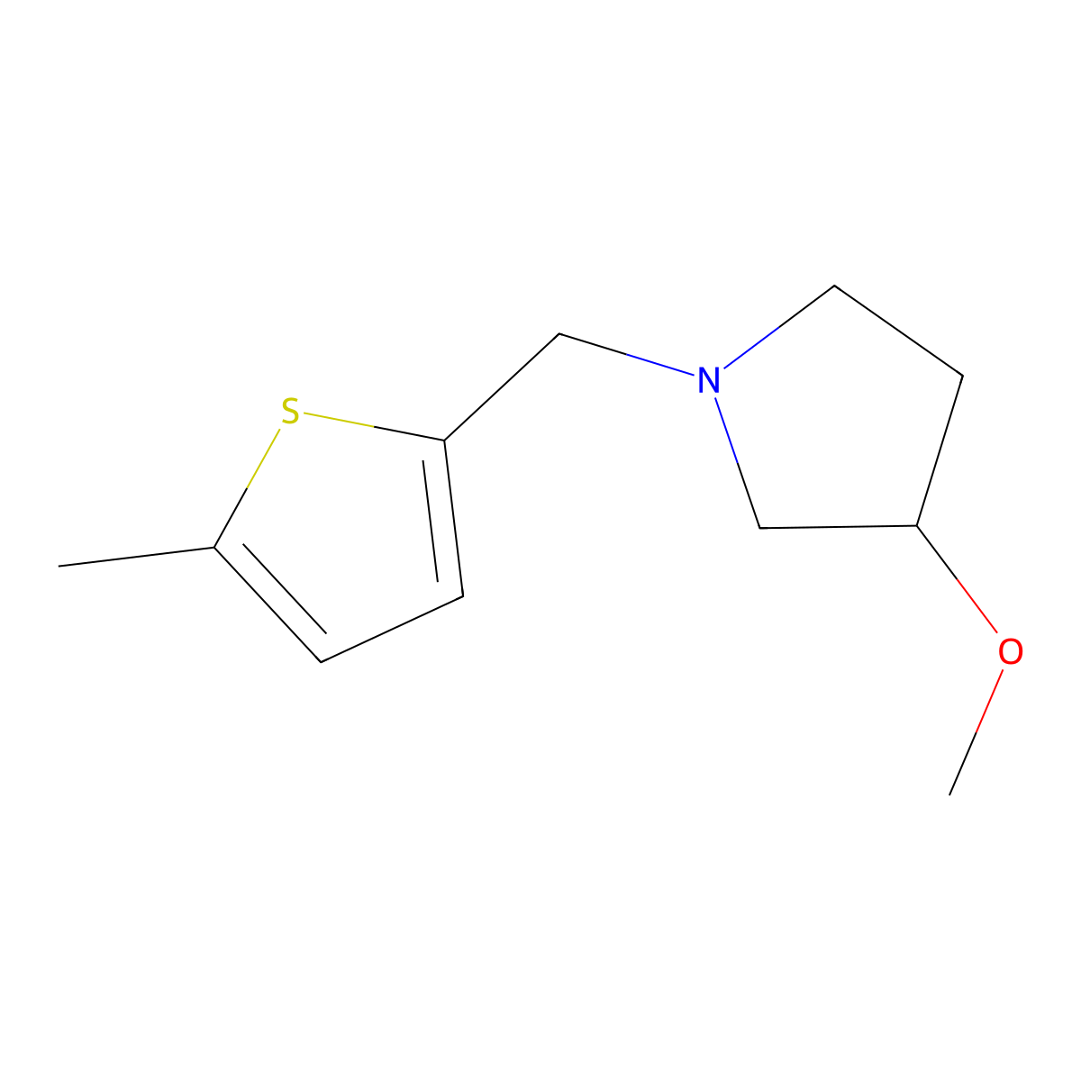 3-Methoxy-1-[(5-methylthiophen-2-yl)methyl]pyrrolidine molecular structure, CAS 2309706-26-9