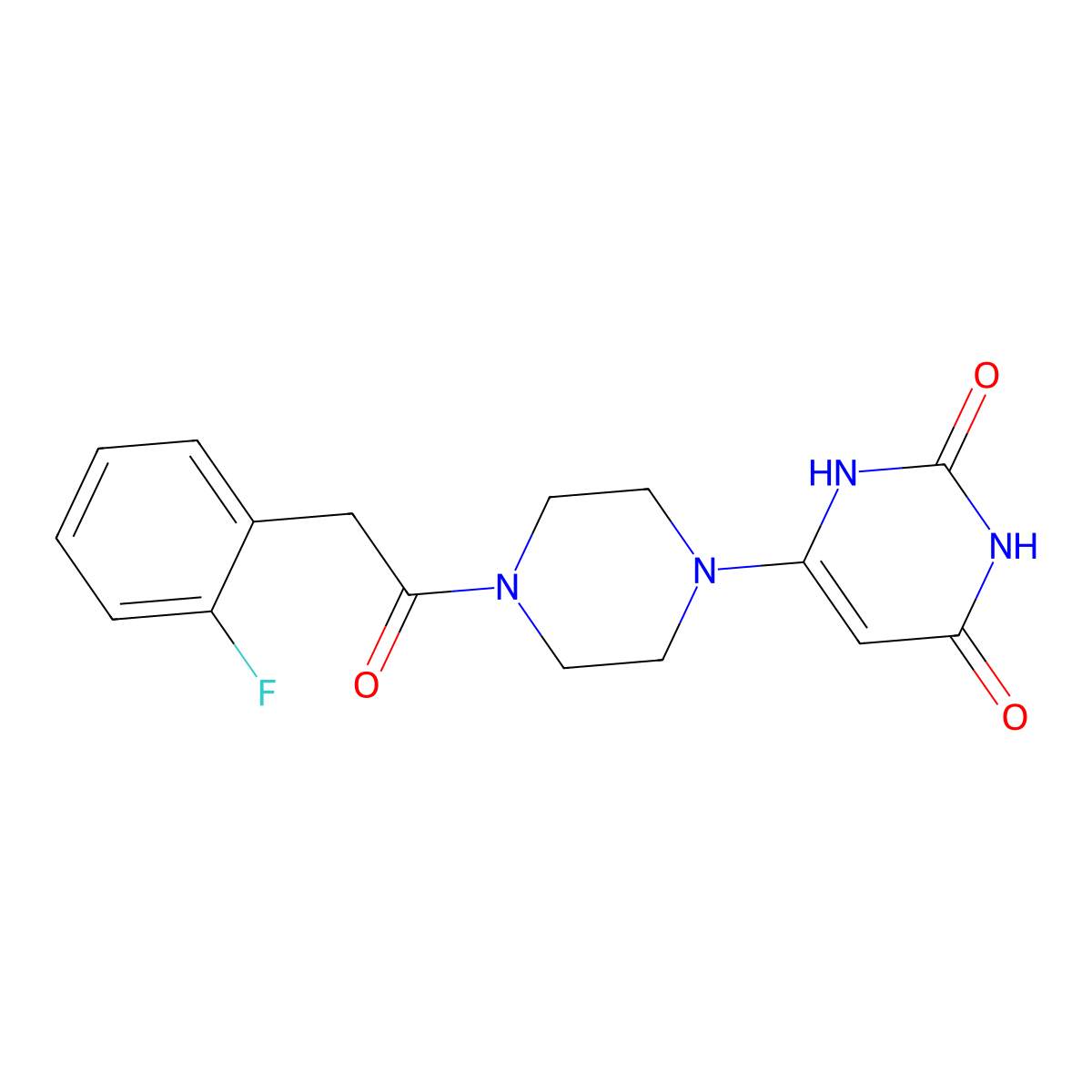 6-[4-[2-(2-Fluorophenyl)acetyl]piperazin-1-yl]-1H-pyrimidine-2,4-dione molecular structure, CAS 2309706-36-1