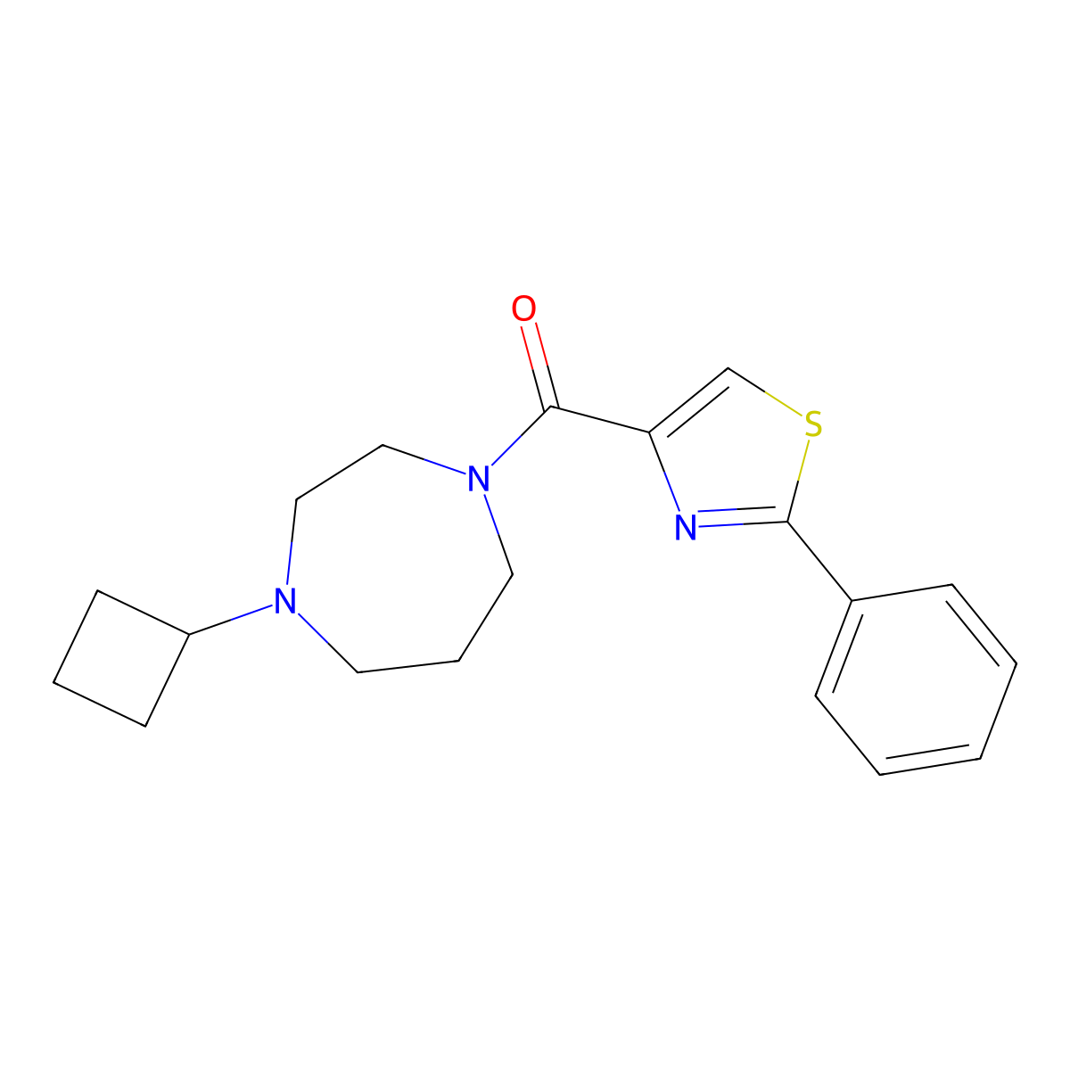 (4-Cyclobutyl-1,4-diazepan-1-yl)(2-phenylthiazol-4-yl)methanone molecular structure, CAS 2309706-46-3