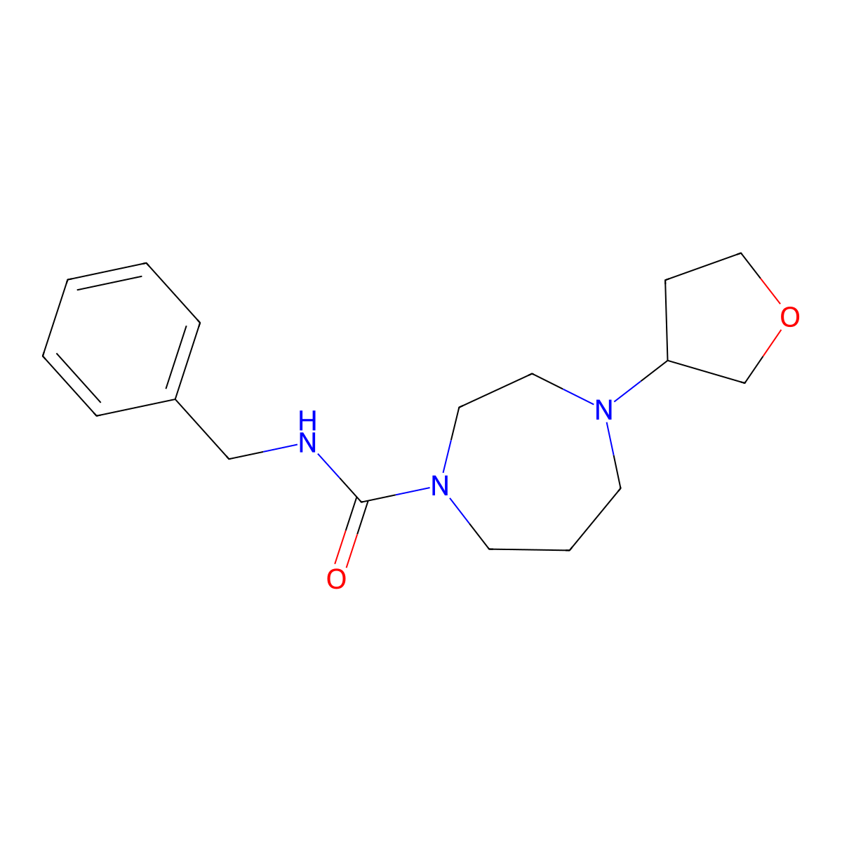 N-benzyl-4-(oxolan-3-yl)-1,4-diazepane-1-carboxamide molecular structure, CAS 2309706-76-9