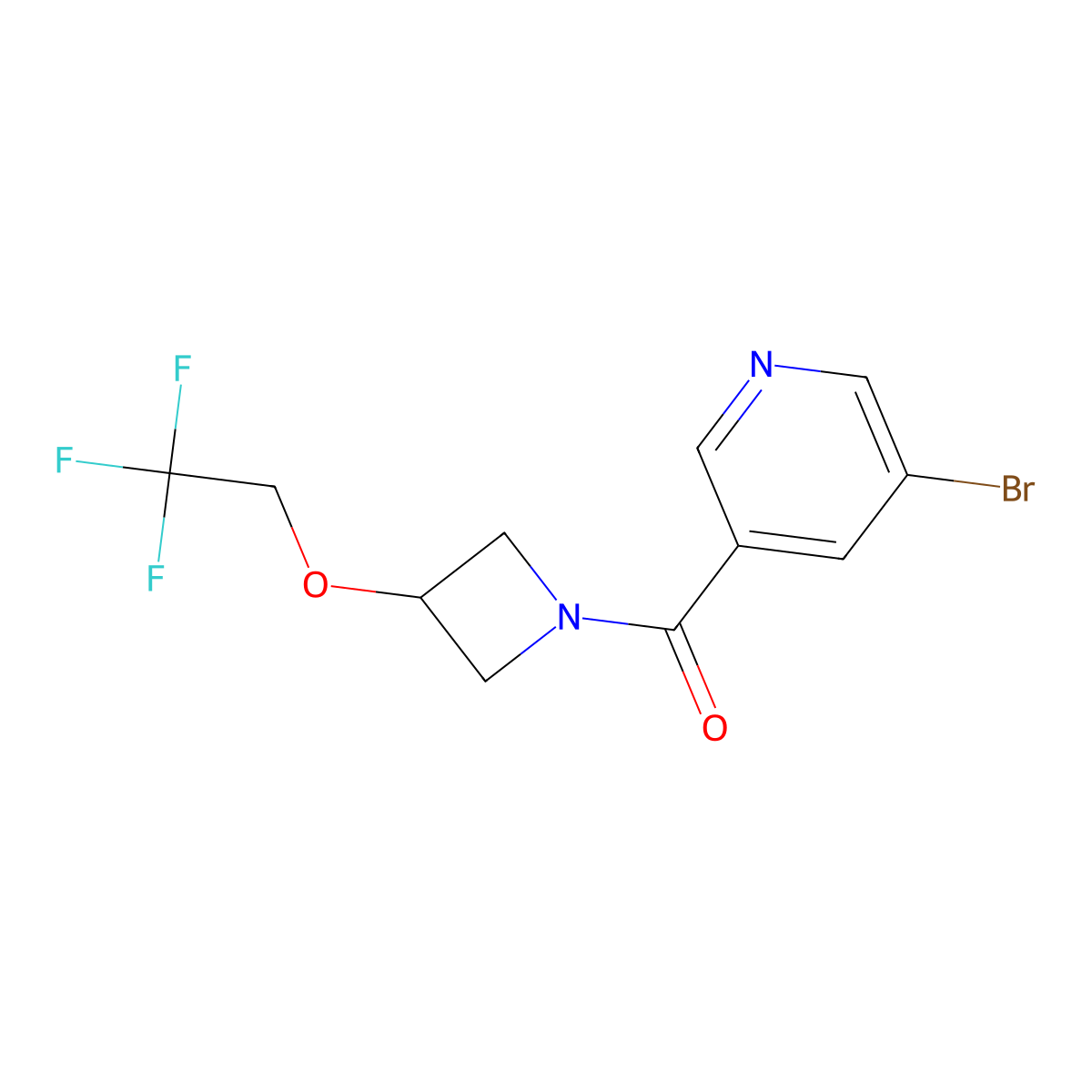 (5-Bromopyridin-3-yl)(3-(2,2,2-trifluoroethoxy)azetidin-1-yl)methanone molecular structure, CAS 2309706-78-1