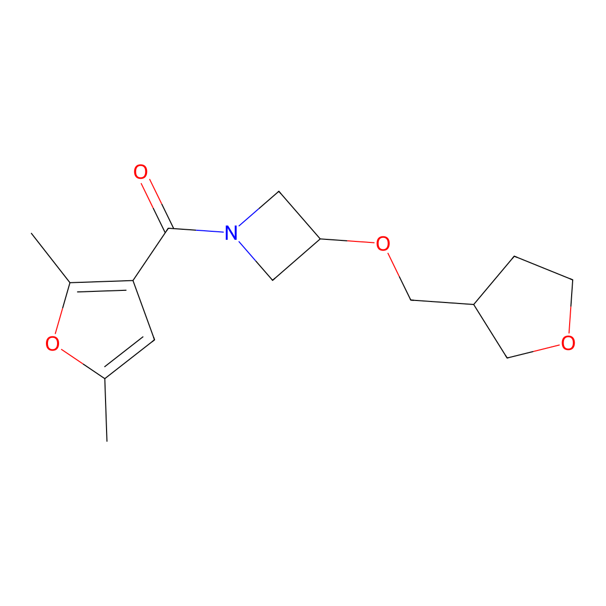 1-(2,5-Dimethylfuran-3-carbonyl)-3-[(oxolan-3-yl)methoxy]azetidine molecular structure, CAS 2309706-86-1