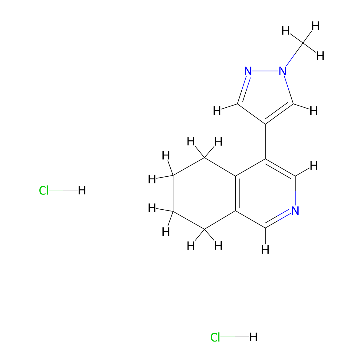 4-(1-methyl-1H-pyrazol-4-yl)-5,6,7,8-tetrahydroisoquinoline dihydrochloride molecular structure, CAS 2309707-08-0