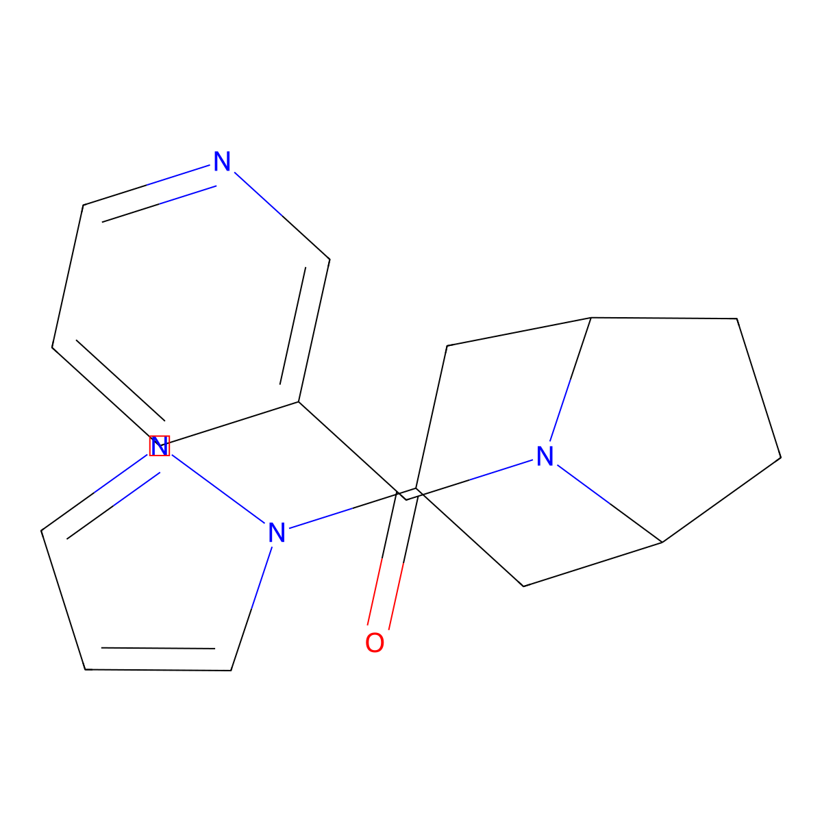 3-(1H-pyrazol-1-yl)-8-(pyridine-3-carbonyl)-8-azabicyclo[3.2.1]octane molecular structure, CAS 2309707-78-4