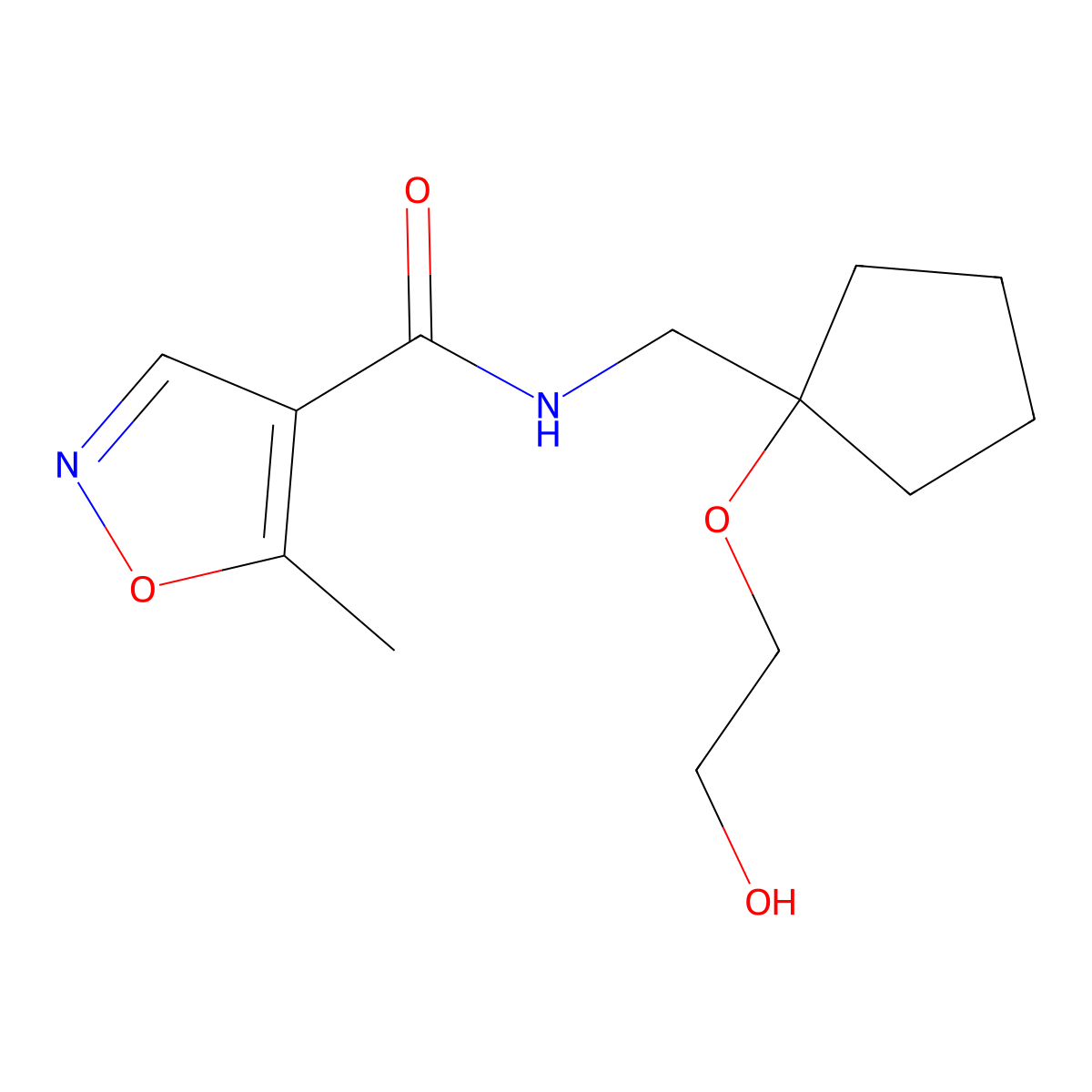 N-{[1-(2-hydroxyethoxy)cyclopentyl]methyl}-5-methyl-1,2-oxazole-4-carboxamide molecular structure, CAS 2309707-86-4