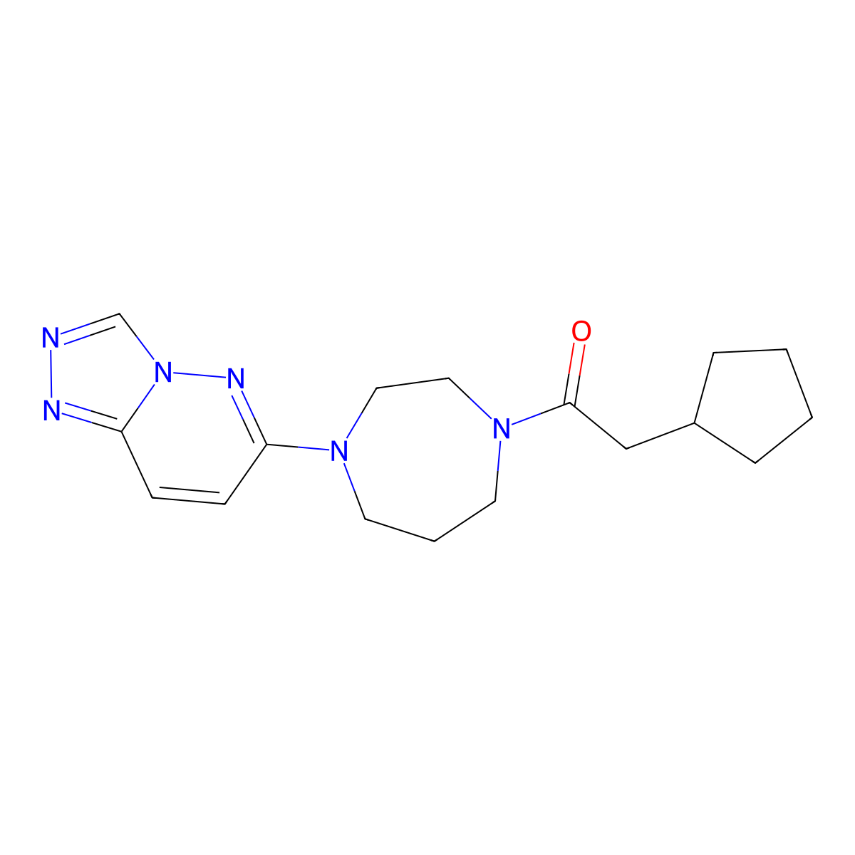 2-Cyclopentyl-1-(4-{[1,2,4]triazolo[4,3-b]pyridazin-6-yl}-1,4-diazepan-1-yl)ethan-1-one molecular structure, CAS 2309708-17-4