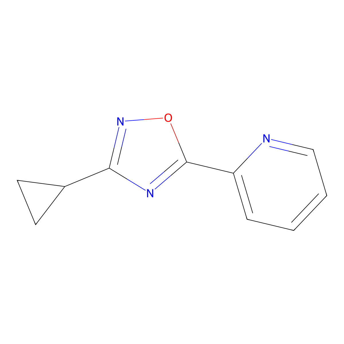 2-(3-Cyclopropyl-1,2,4-oxadiazol-5-yl)pyridine molecular structure, CAS 2309708-27-6