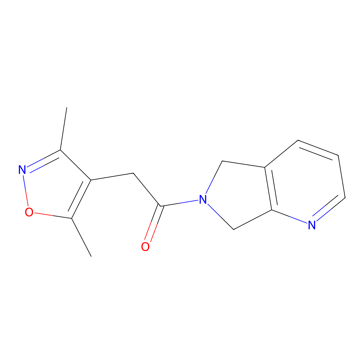 2-(3,5-dimethylisoxazol-4-yl)-1-(5H-pyrrolo[3,4-b]pyridin-6(7H)-yl)ethanone molecular structure, CAS 2309708-52-7
