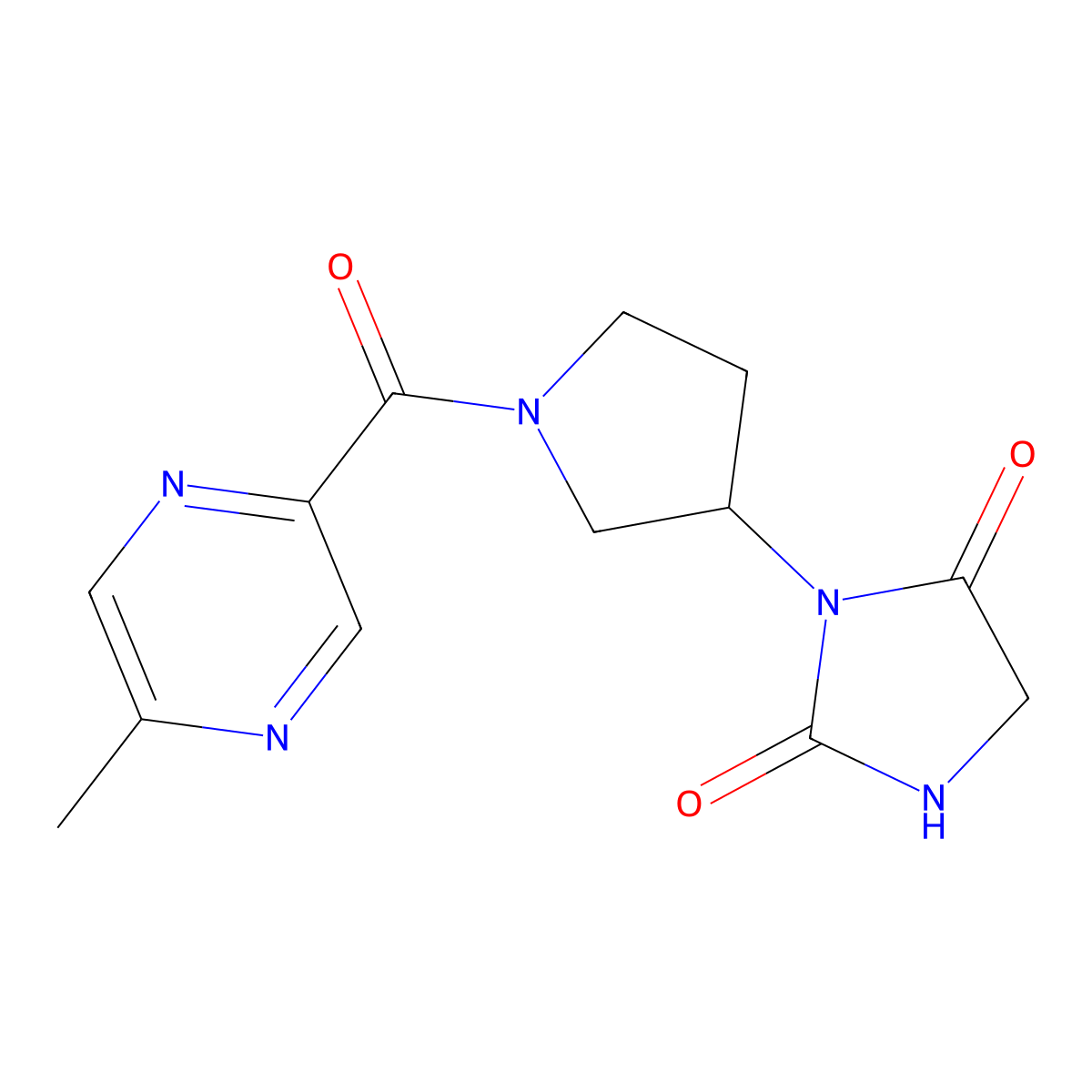 3-[1-(5-Methylpyrazine-2-carbonyl)pyrrolidin-3-yl]imidazolidine-2,4-dione molecular structure, CAS 2309709-28-0
