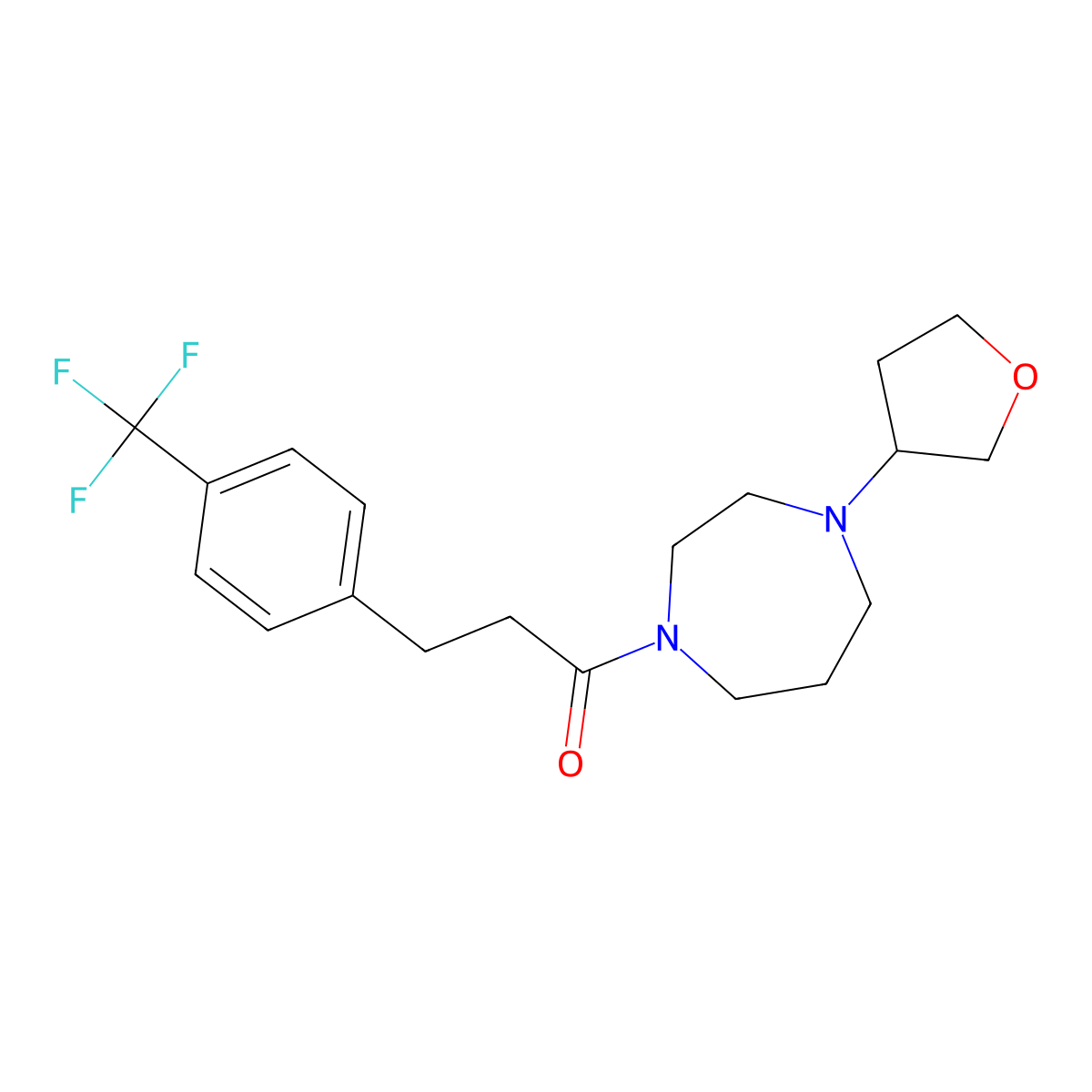 1-[4-(Oxolan-3-yl)-1,4-diazepan-1-yl]-3-[4-(trifluoromethyl)phenyl]propan-1-one molecular structure, CAS 2309710-50-5