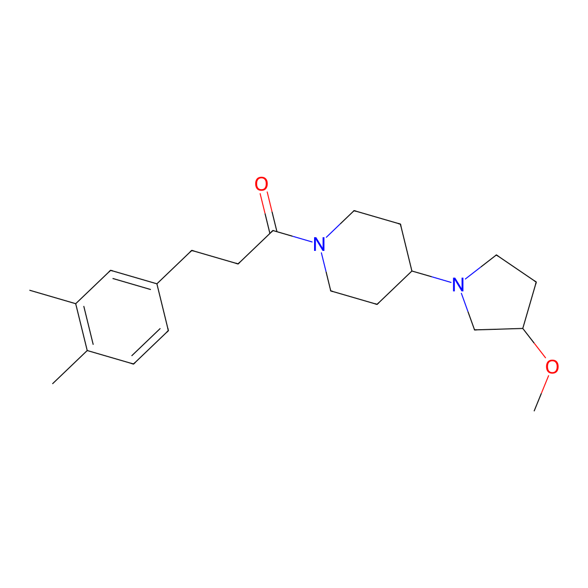 3-(3,4-Dimethylphenyl)-1-[4-(3-methoxypyrrolidin-1-yl)piperidin-1-yl]propan-1-one molecular structure, CAS 2309710-77-6