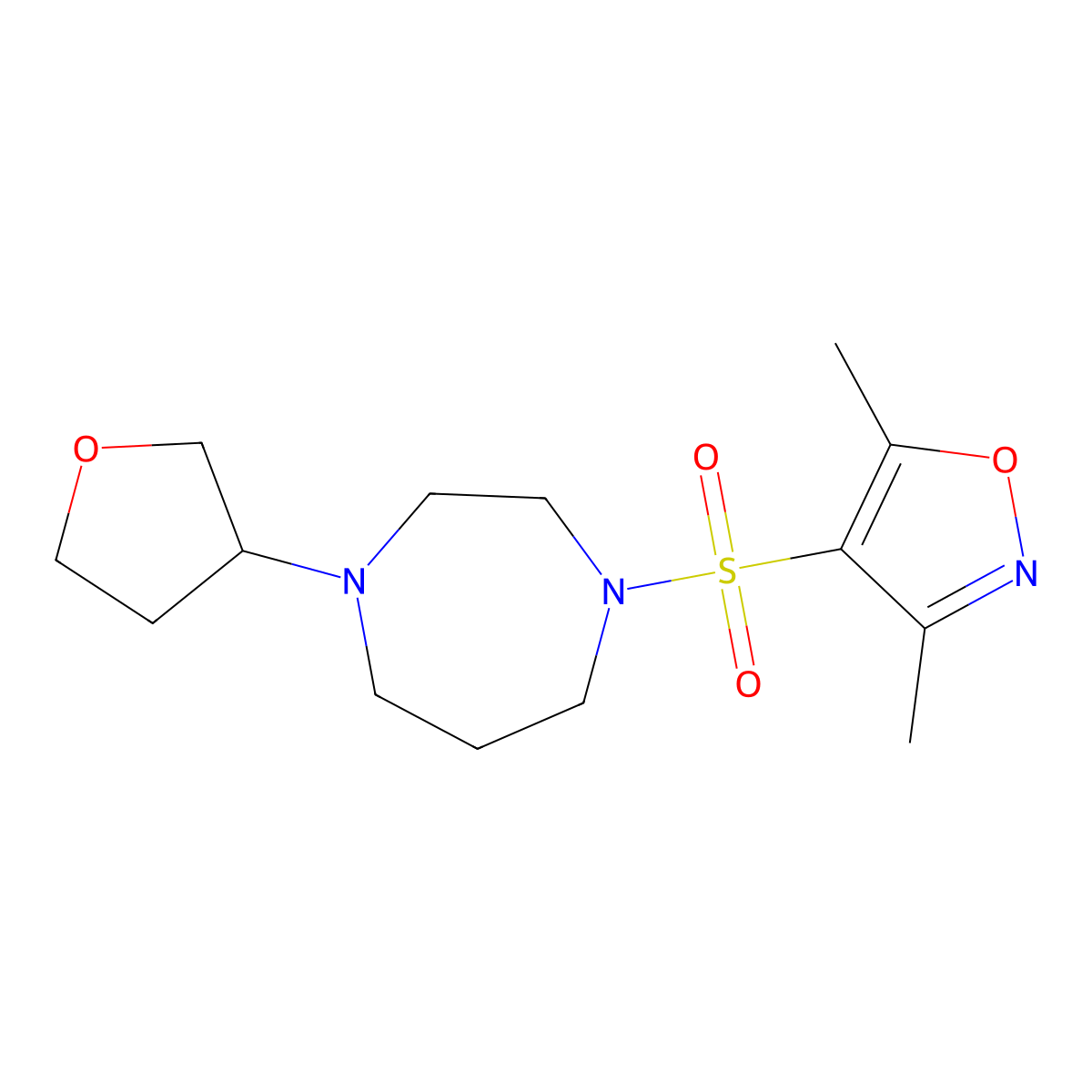 1-[(3,5-Dimethyl-1,2-oxazol-4-yl)sulfonyl]-4-(oxolan-3-yl)-1,4-diazepane molecular structure, CAS 2309711-18-8