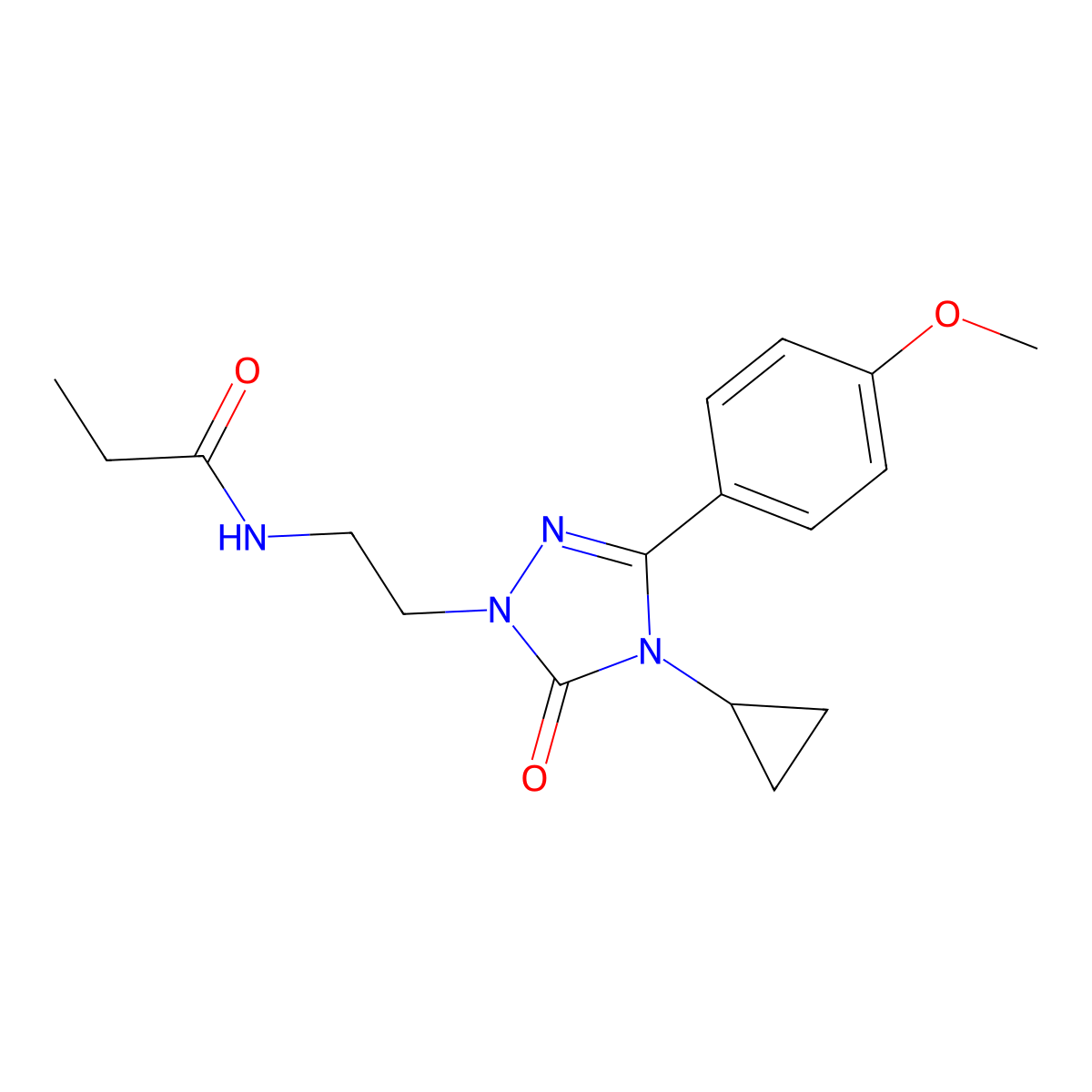 N-(2-(4-cyclopropyl-3-(4-methoxyphenyl)-5-oxo-4,5-dihydro-1H-1,2,4-triazol-1-yl)ethyl)propionamide molecular structure, CAS 2309711-22-4