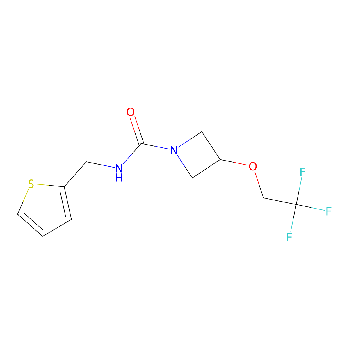 N-(thiophen-2-ylmethyl)-3-(2,2,2-trifluoroethoxy)azetidine-1-carboxamide molecular structure, CAS 2309711-31-5