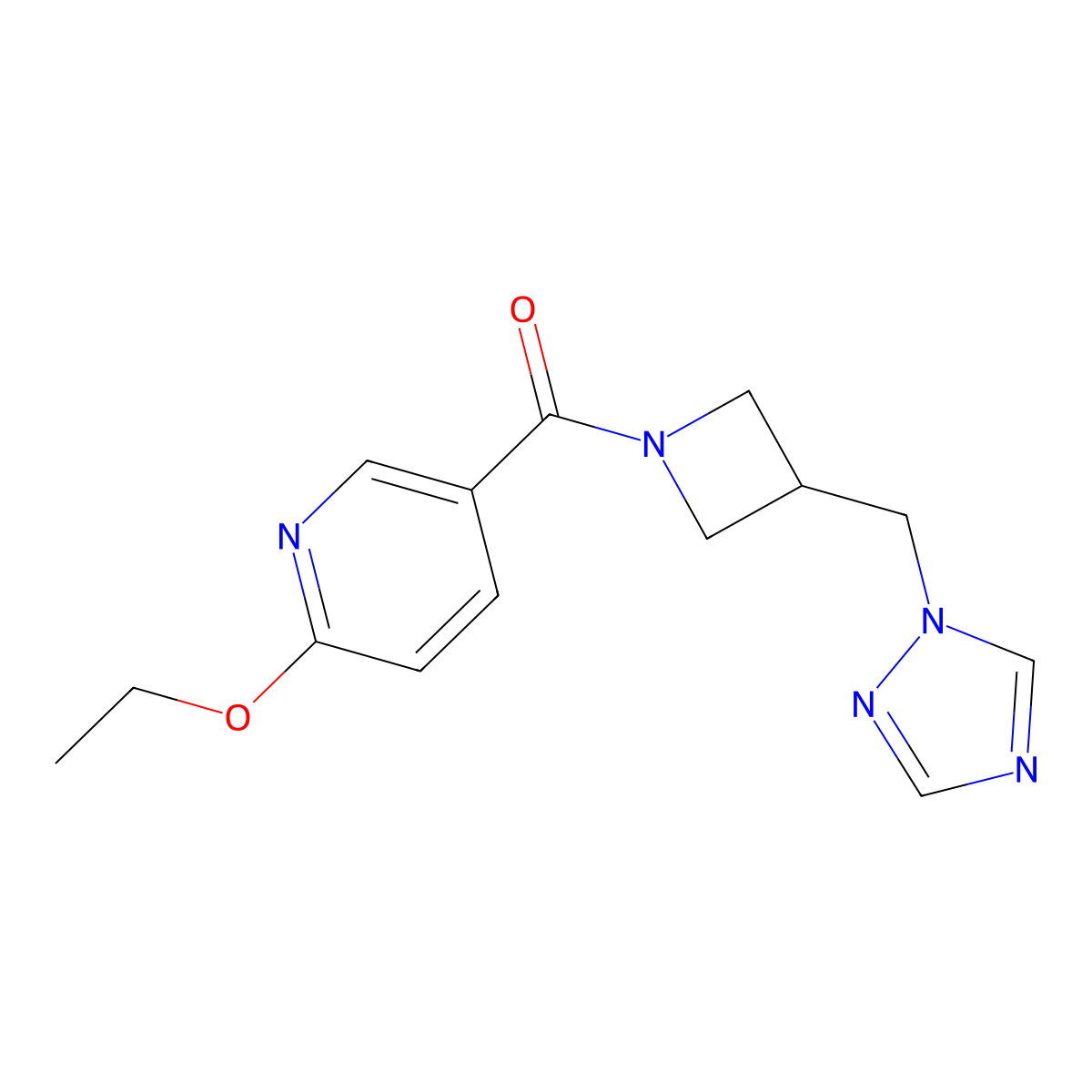 2-ethoxy-5-{3-[(1H-1,2,4-triazol-1-yl)methyl]azetidine-1-carbonyl}pyridine molecular structure, CAS 2309711-38-2