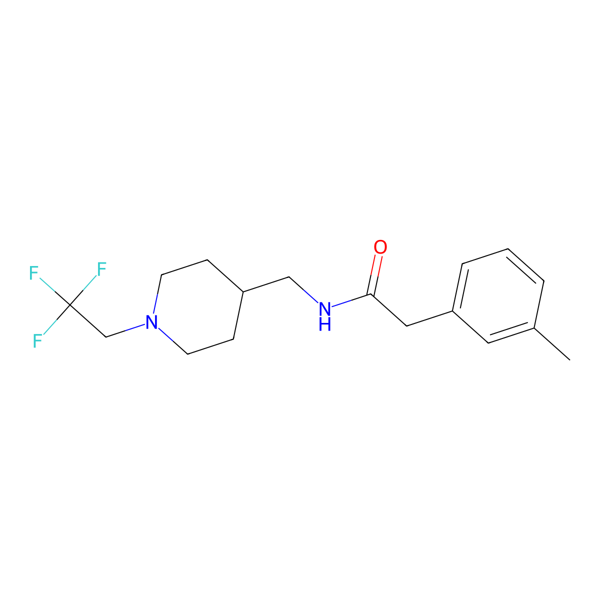 2-(3-methylphenyl)-N-{[1-(2,2,2-trifluoroethyl)piperidin-4-yl]methyl}acetamide molecular structure, CAS 2309711-86-0