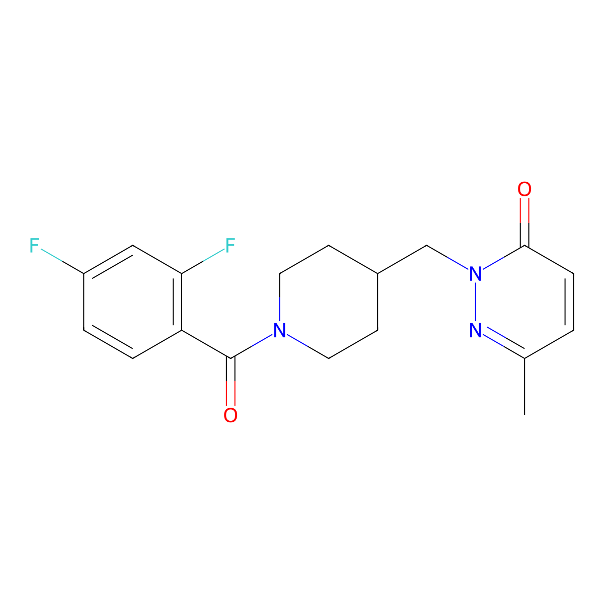 2-{[1-(2,4-Difluorobenzoyl)piperidin-4-yl]methyl}-6-methyl-2,3-dihydropyridazin-3-one molecular structure, CAS 2309712-14-7