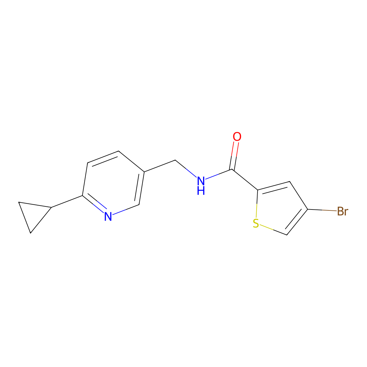 4-bromo-N-[(6-cyclopropylpyridin-3-yl)methyl]thiophene-2-carboxamide molecular structure, CAS 2309712-34-1
