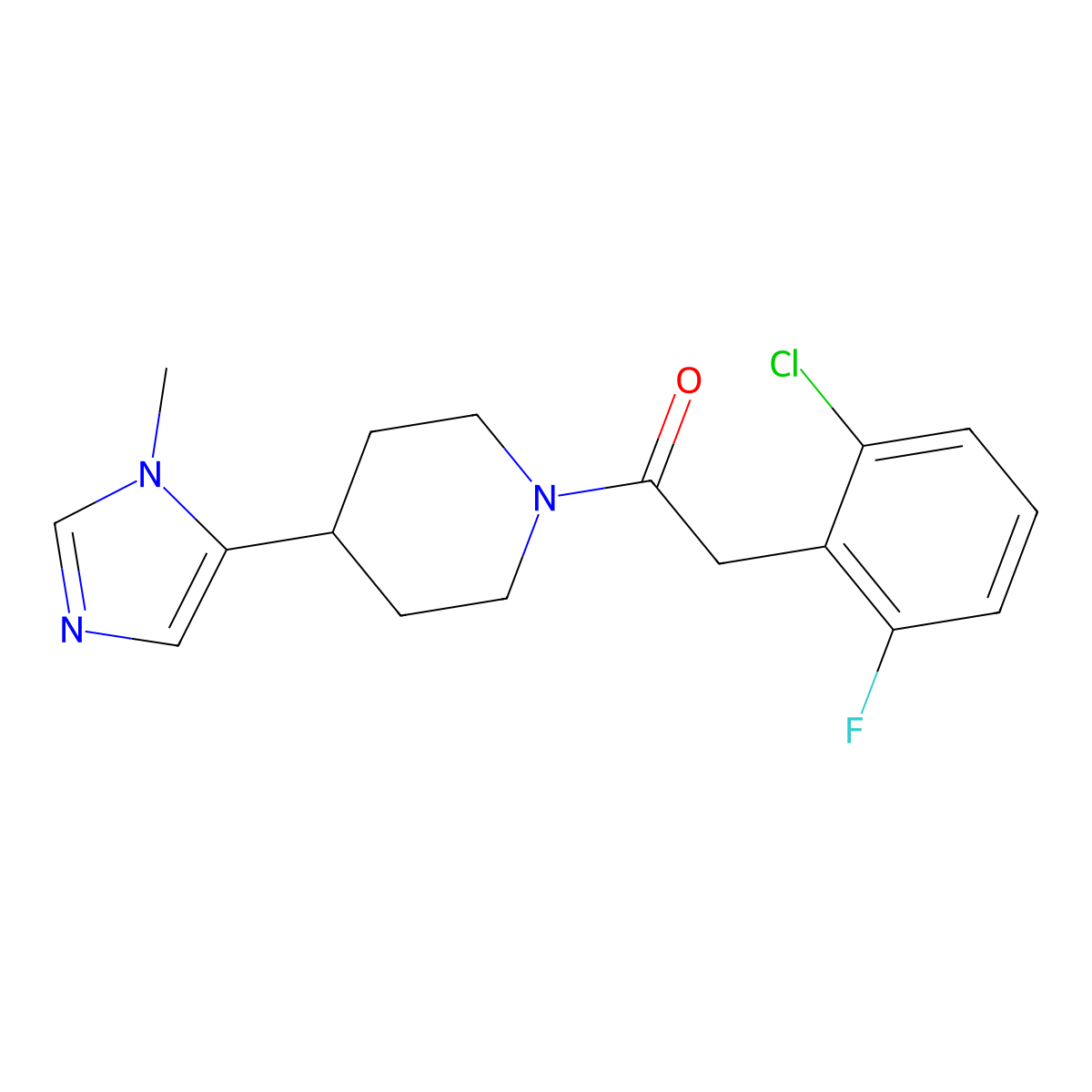 2-(2-chloro-6-fluorophenyl)-1-[4-(1-methyl-1H-imidazol-5-yl)piperidin-1-yl]ethan-1-one molecular structure, CAS 2309712-43-2