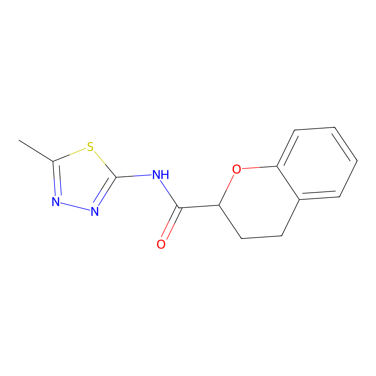 N-(5-methyl-1,3,4-thiadiazol-2-yl)-3,4-dihydro-2H-1-benzopyran-2-carboxamide molecular structure, CAS 2309712-46-5