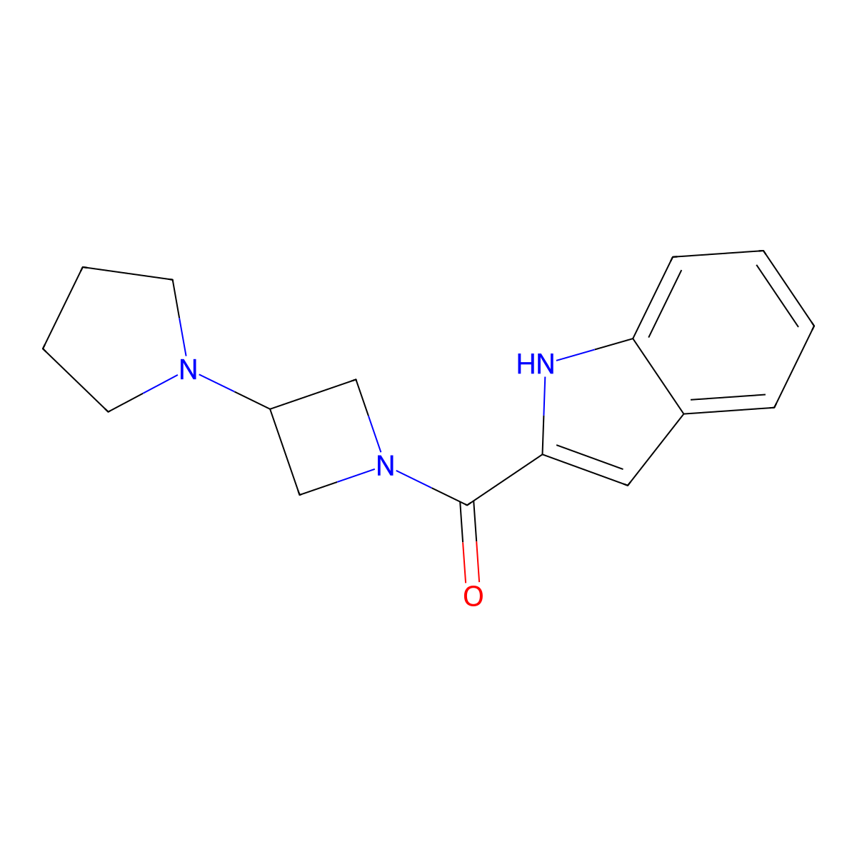 2-[3-(pyrrolidin-1-yl)azetidine-1-carbonyl]-1H-indole molecular structure, CAS 2309712-93-2