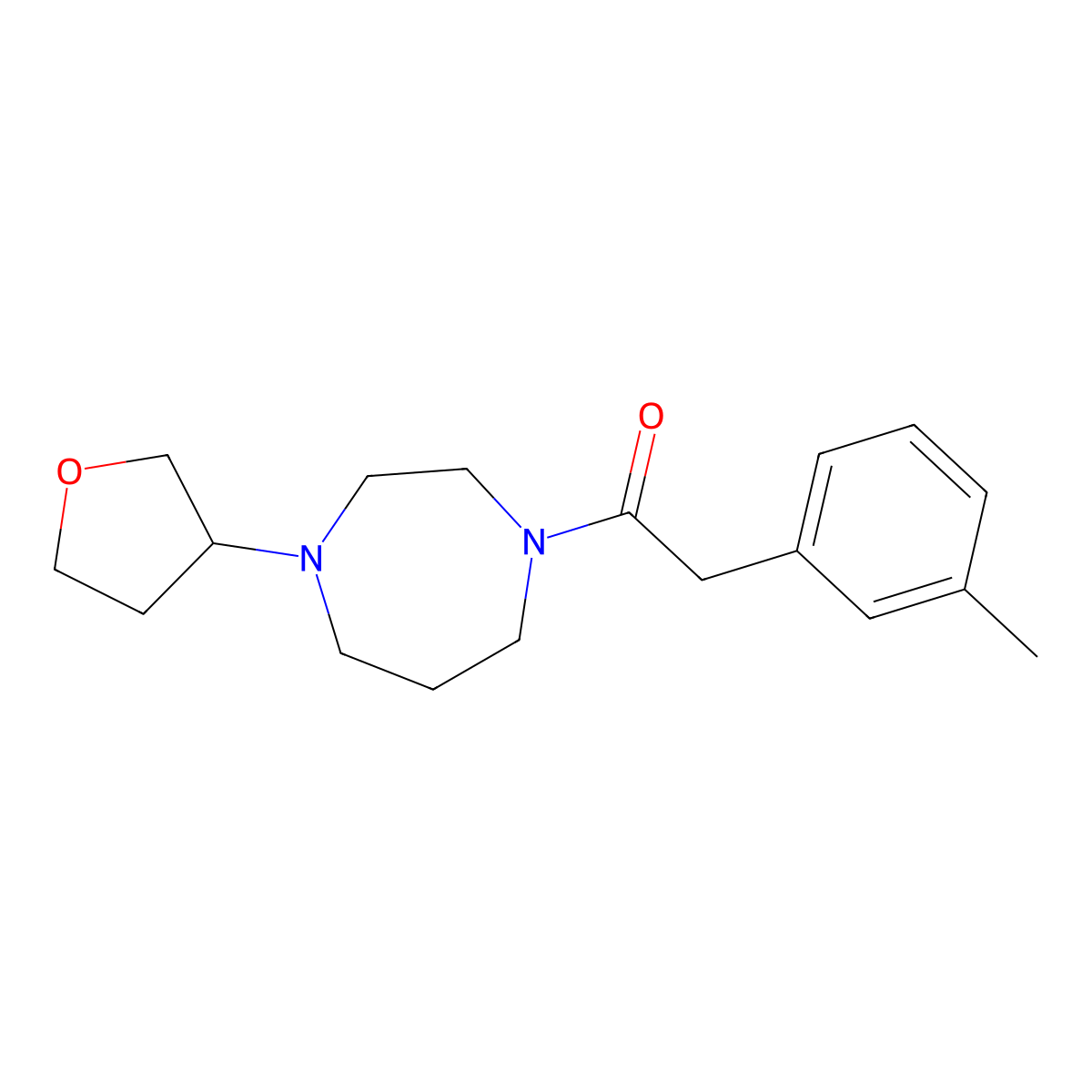 2-(3-Methylphenyl)-1-[4-(oxolan-3-yl)-1,4-diazepan-1-yl]ethan-1-one molecular structure, CAS 2309727-38-4