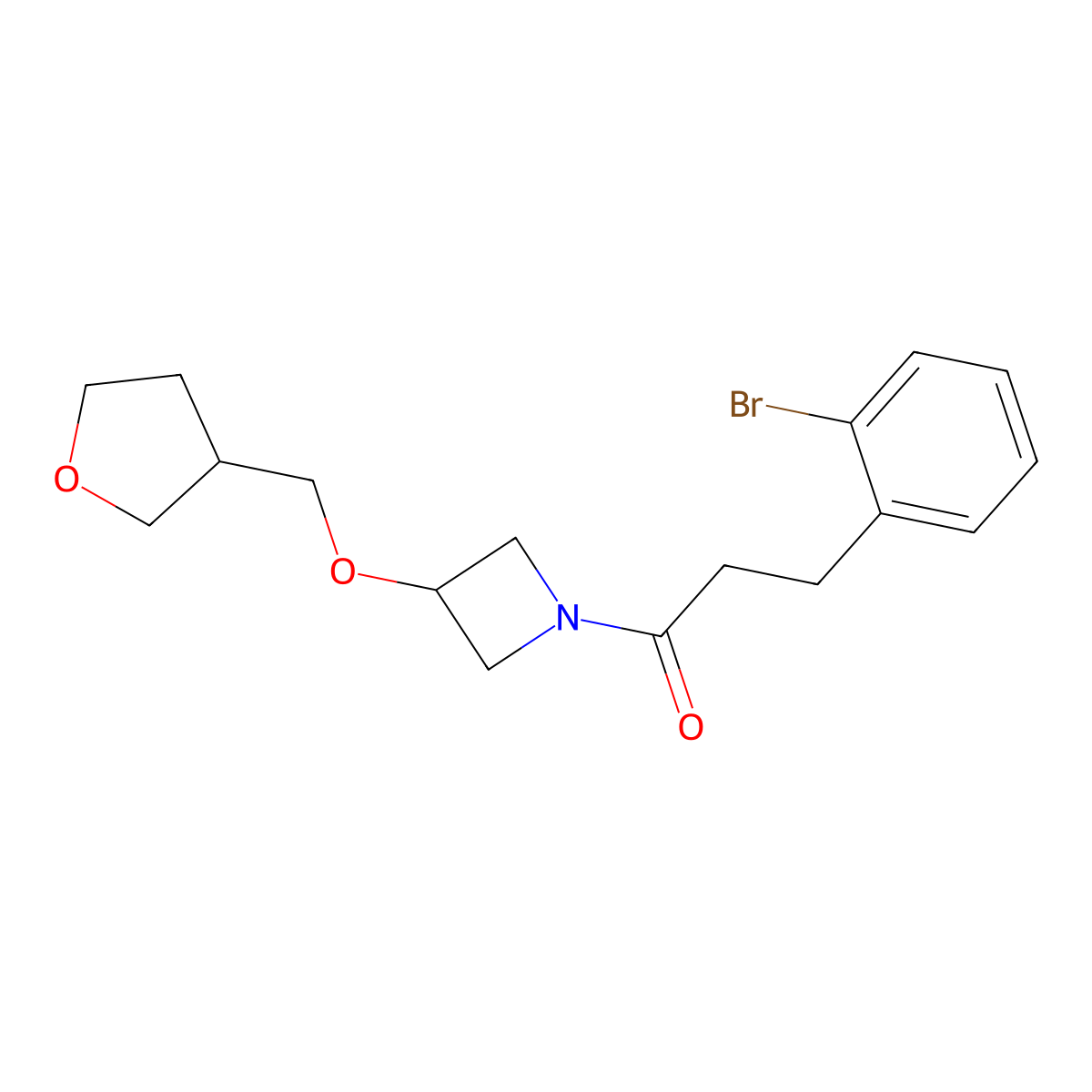 3-(2-Bromophenyl)-1-(3-((tetrahydrofuran-3-yl)methoxy)azetidin-1-yl)propan-1-one molecular structure, CAS 2309727-62-4