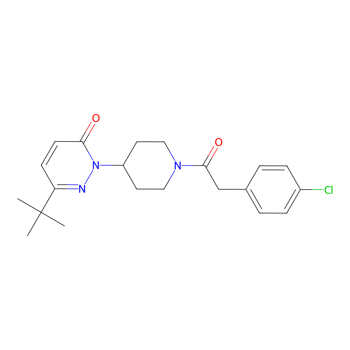 6-Tert-butyl-2-{1-[2-(4-chlorophenyl)acetyl]piperidin-4-yl}-2,3-dihydropyridazin-3-one molecular structure, CAS 2309728-02-5