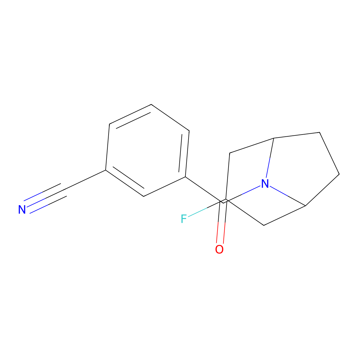 3-{3-Fluoro-8-azabicyclo[3.2.1]octane-8-carbonyl}benzonitrile molecular structure, CAS 2309728-13-8