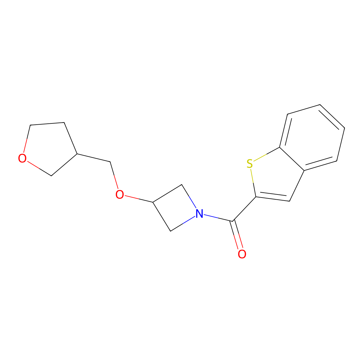 1-(1-Benzothiophene-2-carbonyl)-3-[(oxolan-3-yl)methoxy]azetidine molecular structure, CAS 2309728-37-6
