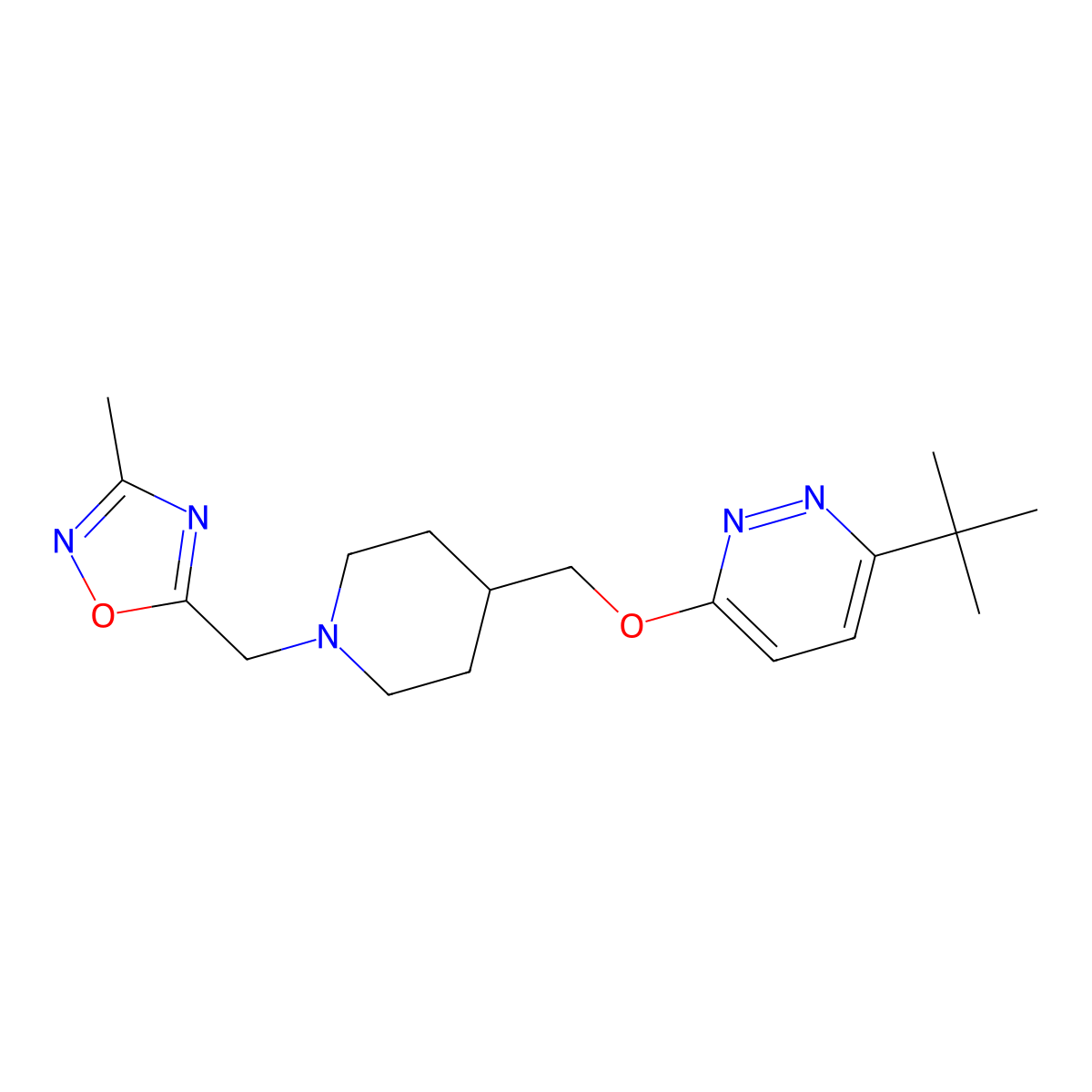 3-Tert-butyl-6-({1-[(3-methyl-1,2,4-oxadiazol-5-yl)methyl]piperidin-4-yl}methoxy)pyridazine molecular structure, CAS 2309728-58-1