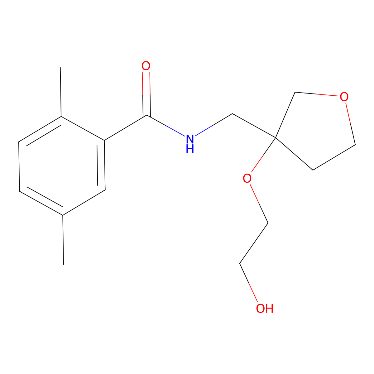 N-{[3-(2-hydroxyethoxy)oxolan-3-yl]methyl}-2,5-dimethylbenzamide molecular structure, CAS 2309728-77-4