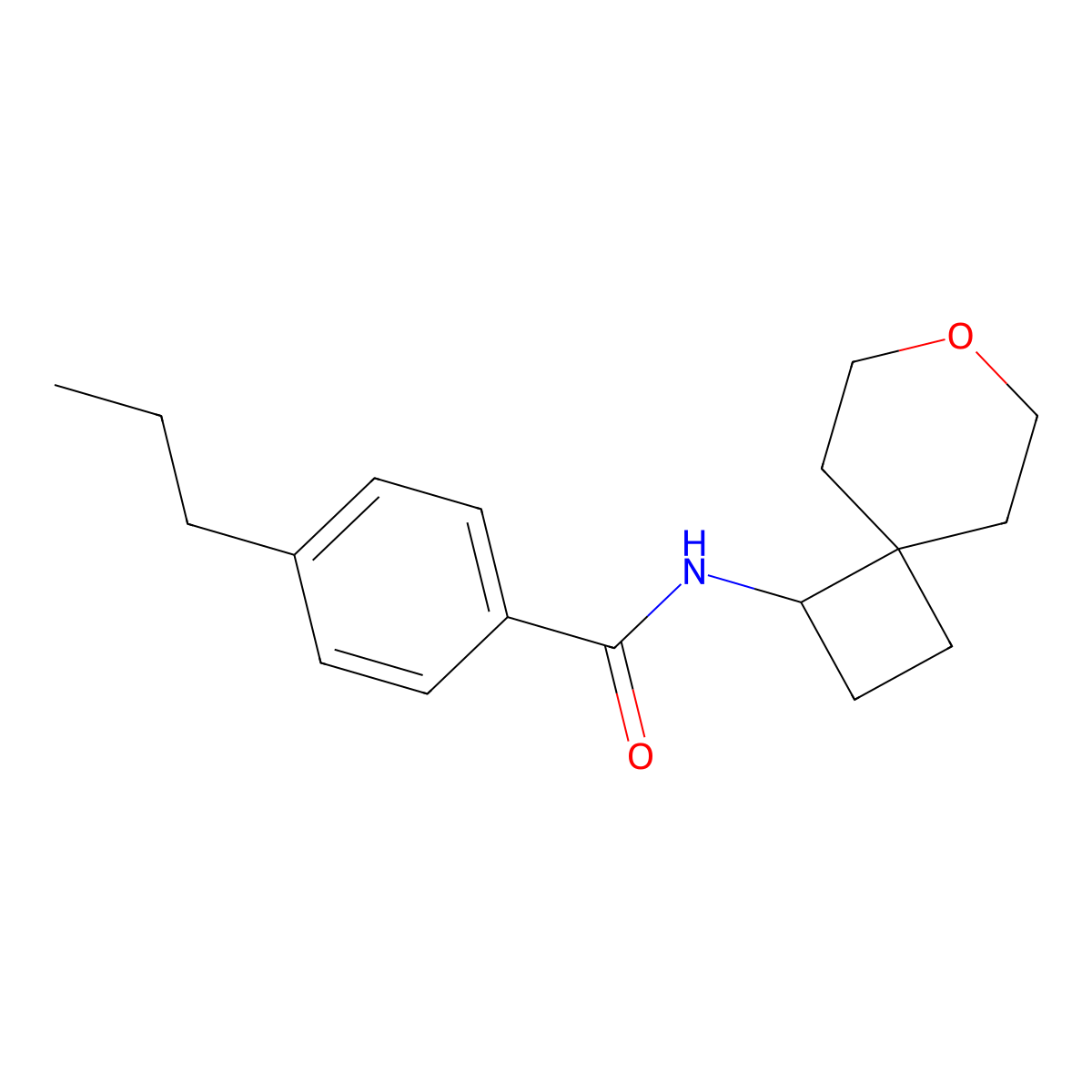 4-propyl-N-(7-oxaspiro[3.5]nonan-1-yl)benzamide molecular structure, CAS 2309728-91-2