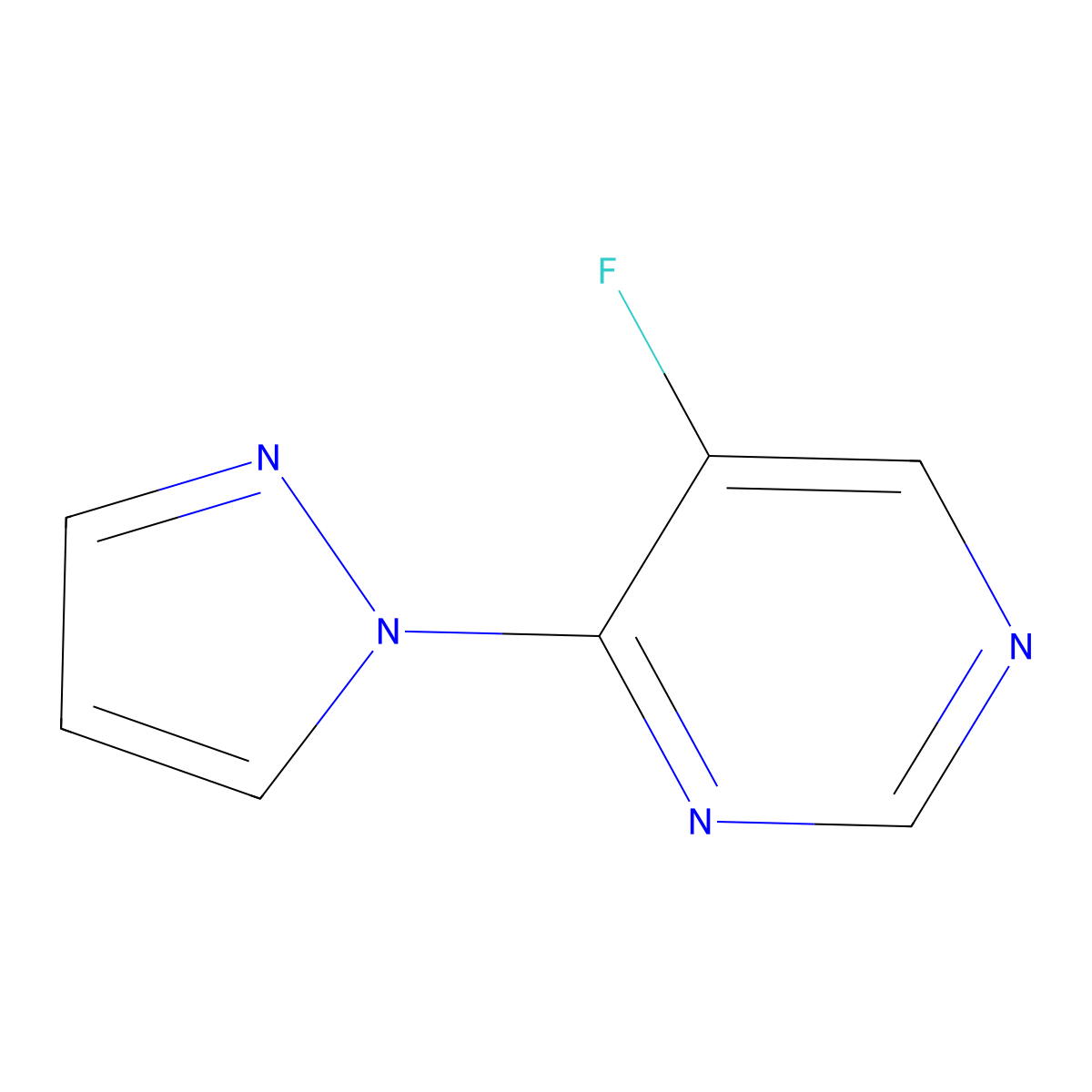 5-fluoro-4-(1H-pyrazol-1-yl)pyrimidine molecular structure, CAS 2309729-07-3