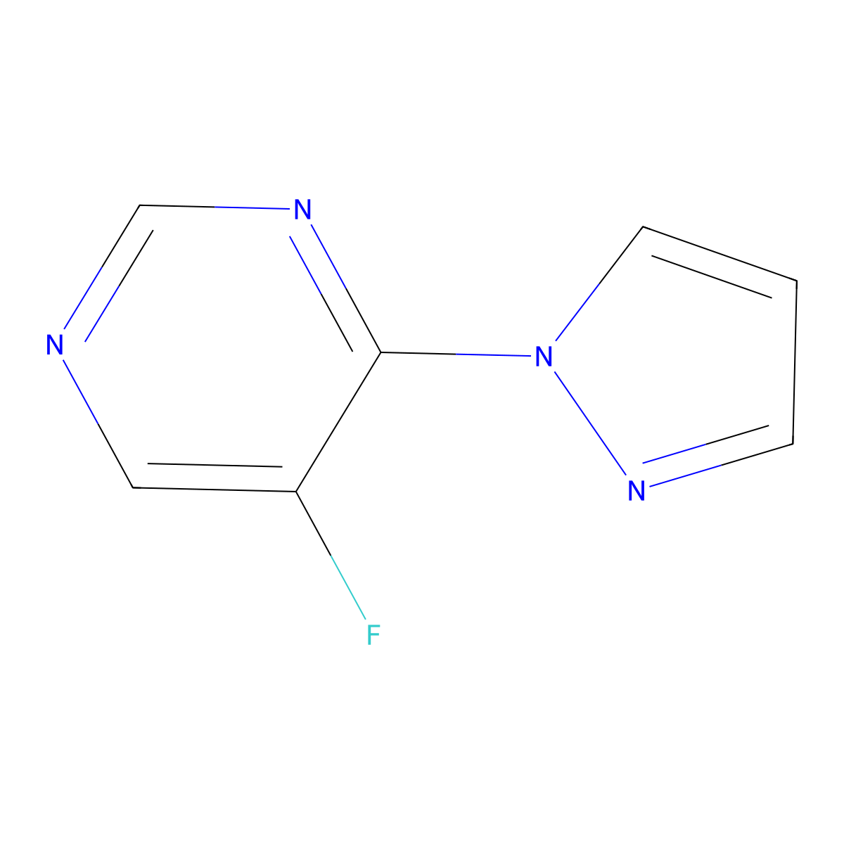5-fluoro-4-(1H-pyrazol-1-yl)pyrimidine molecular structure, CAS 2309729-07-3