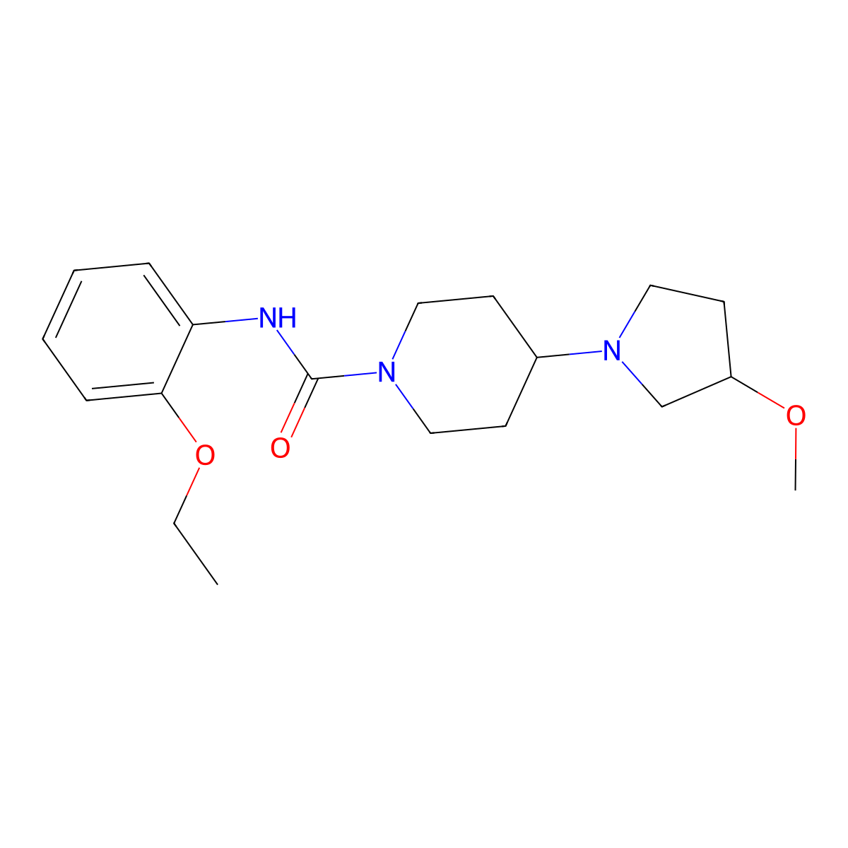 N-(2-ethoxyphenyl)-4-(3-methoxypyrrolidin-1-yl)piperidine-1-carboxamide molecular structure, CAS 2309729-13-1