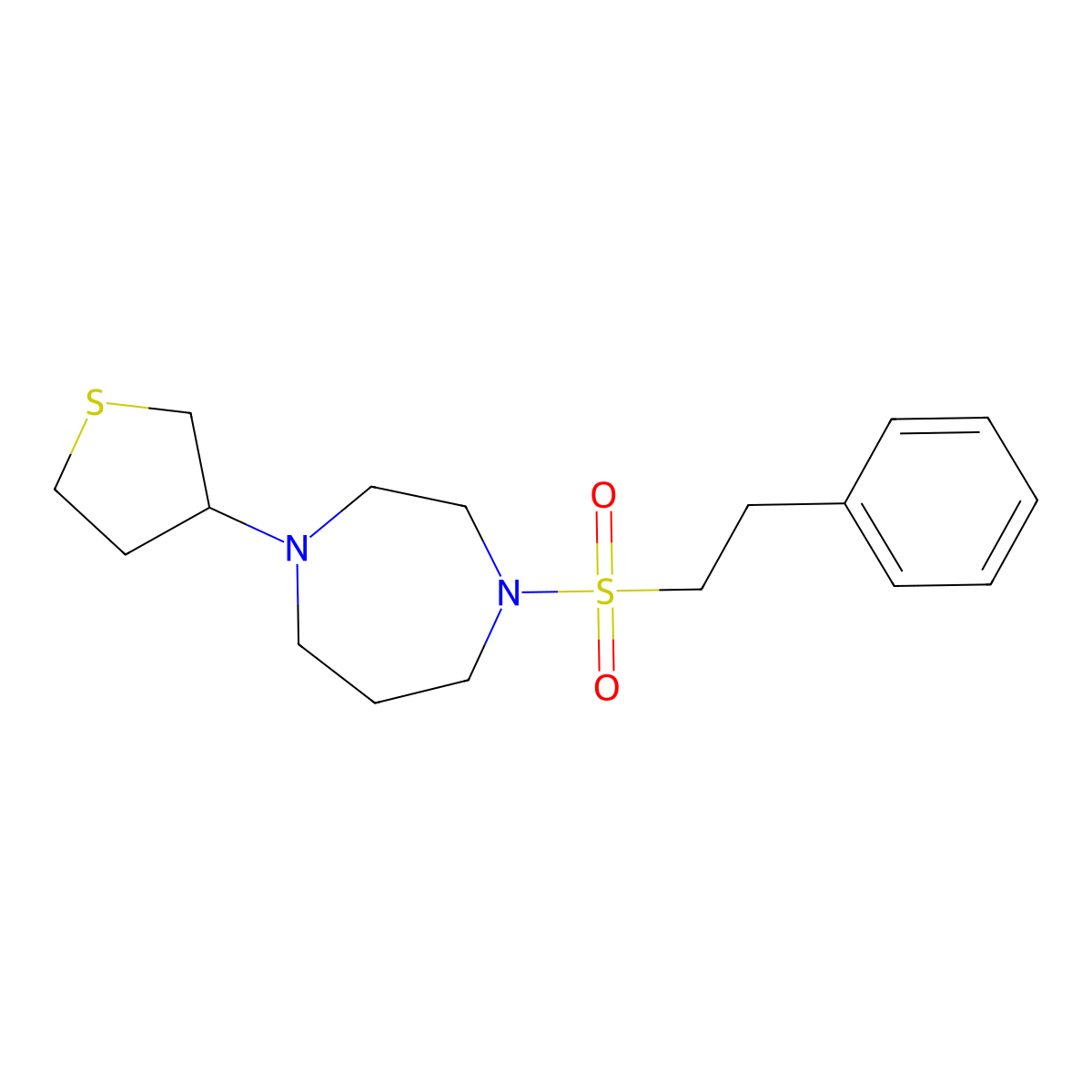 1-(2-Phenylethanesulfonyl)-4-(thiolan-3-yl)-1,4-diazepane molecular structure, CAS 2309729-41-5