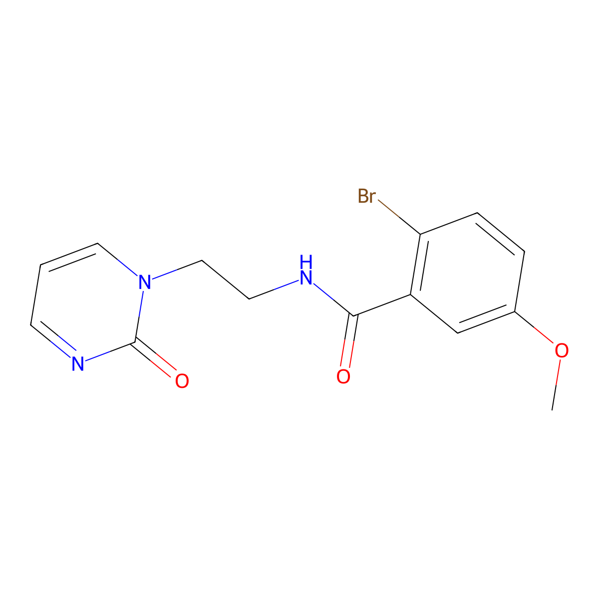2-bromo-5-methoxy-N-(2-(2-oxopyrimidin-1(2H)-yl)ethyl)benzamide molecular structure, CAS 2309729-66-4