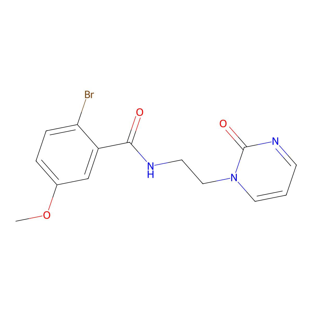 2-bromo-5-methoxy-N-(2-(2-oxopyrimidin-1(2H)-yl)ethyl)benzamide molecular structure, CAS 2309729-66-4